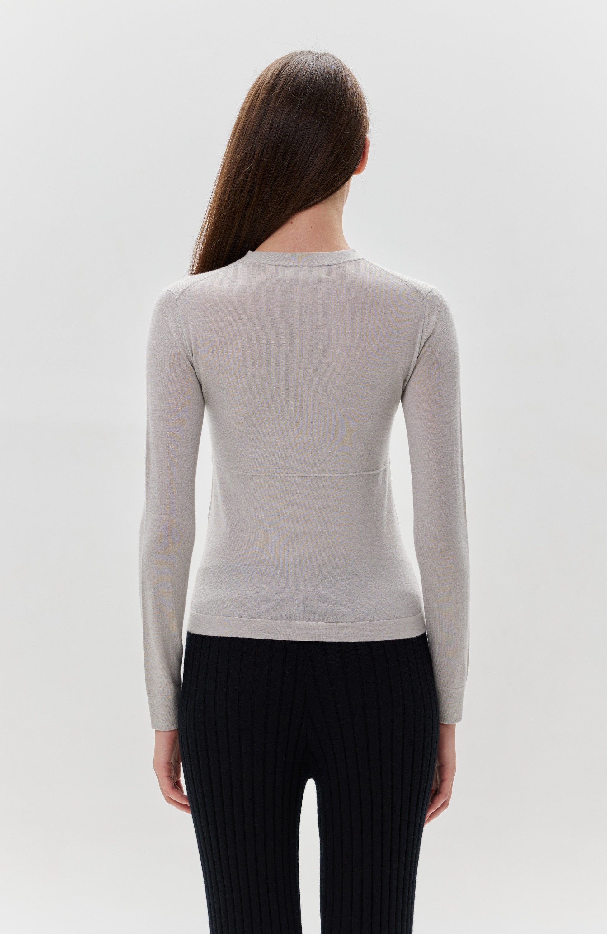 Lisa yang Grey Roundneck fine-knit top rowen image 5