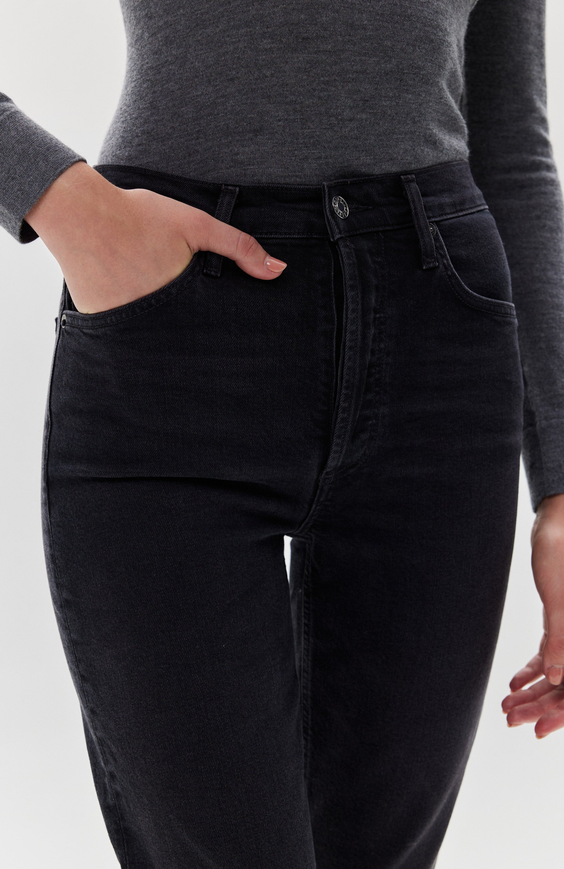 Agolde Black High rise straight jeans riley long image 6