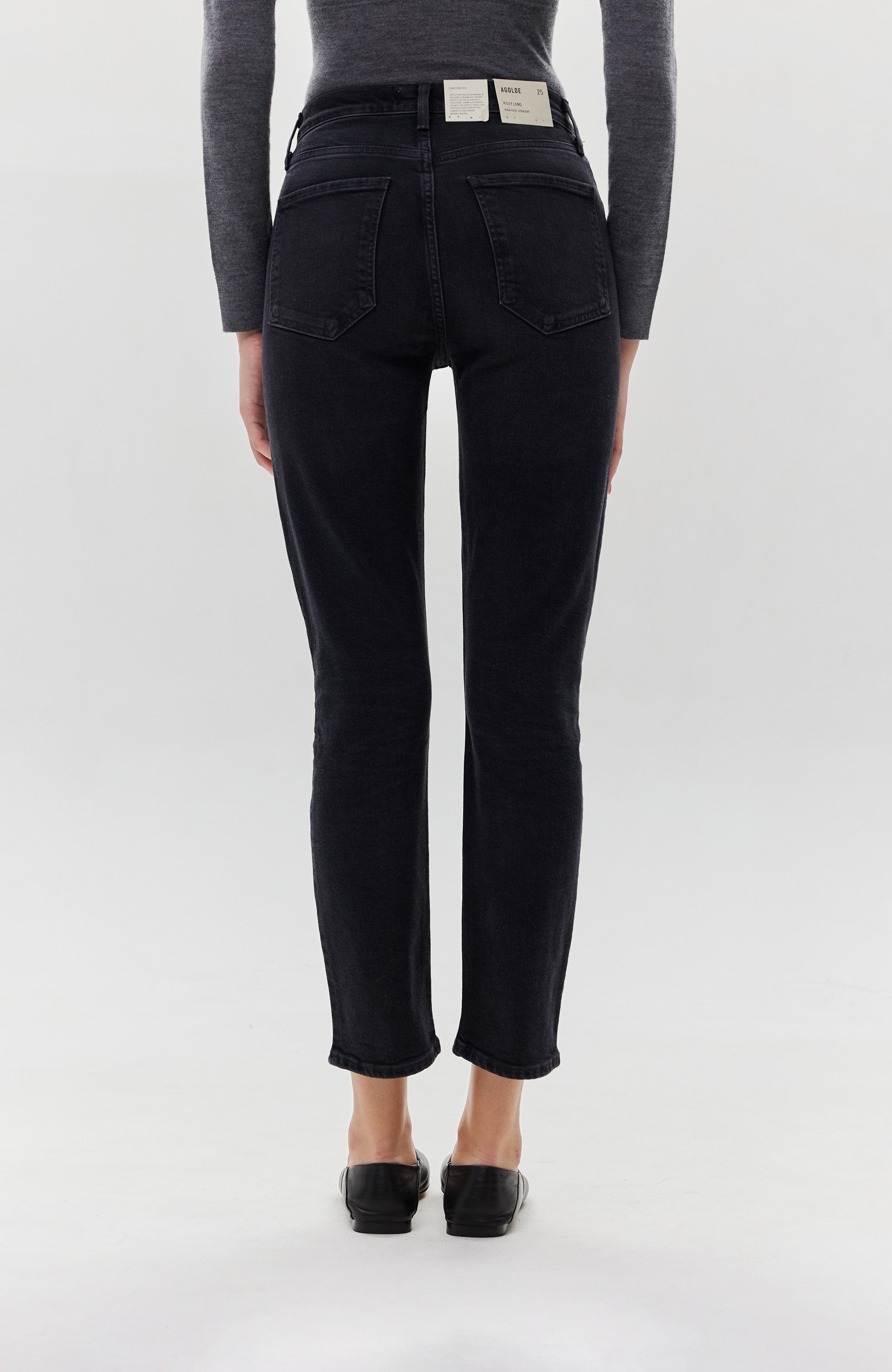 Agolde Black High rise straight jeans riley long image 5
