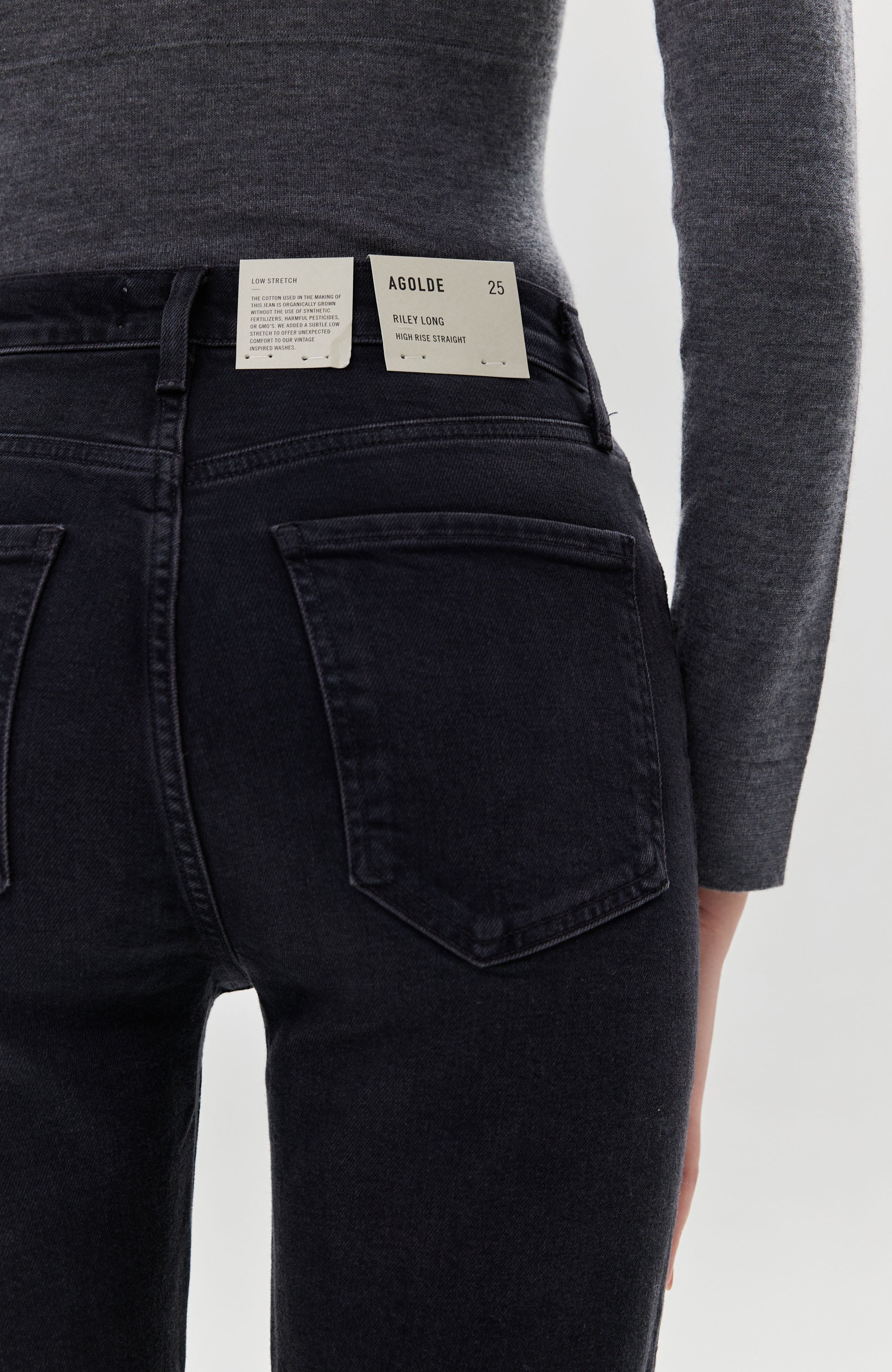 Agolde Black High rise straight jeans riley long image 7