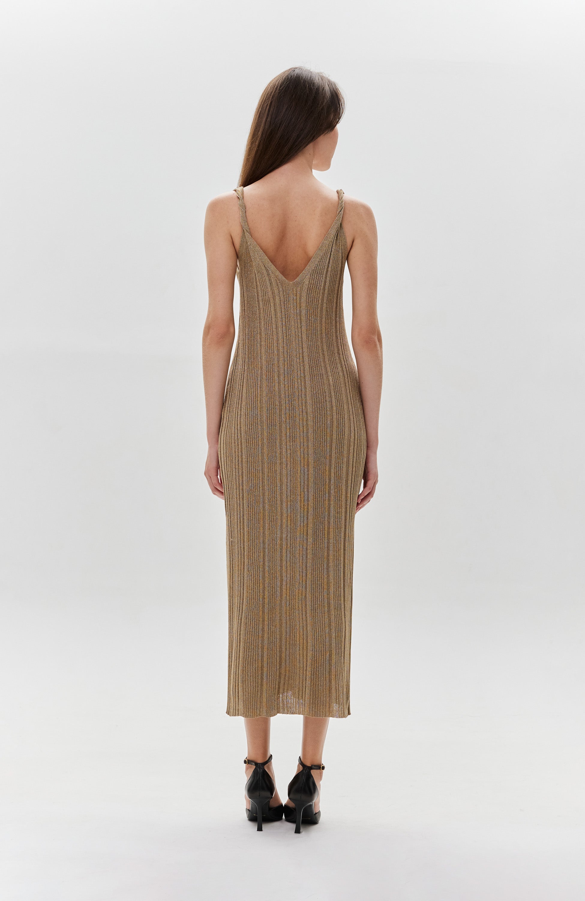 House of dagmar Gold Metallic knit dress image 7