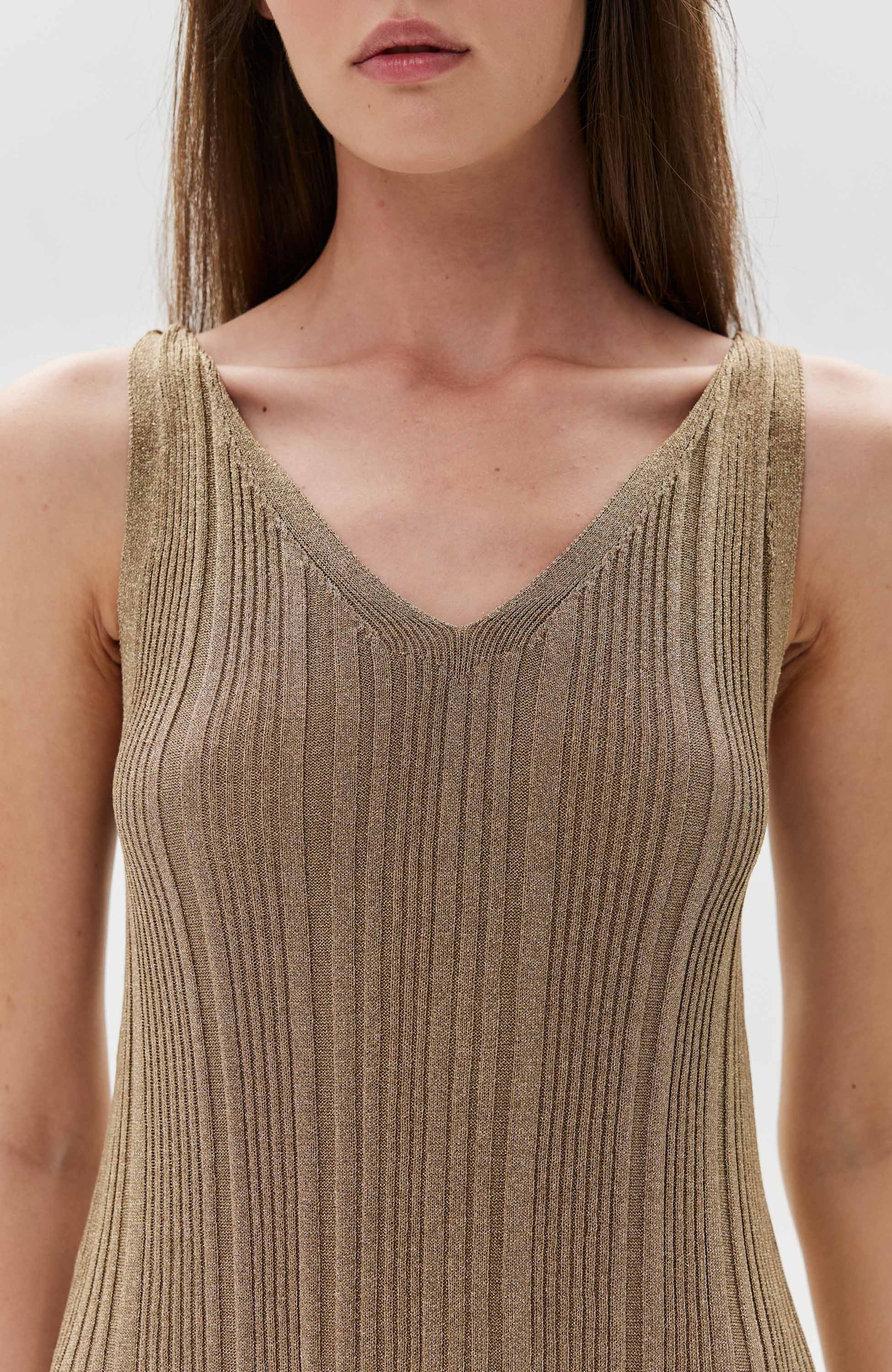 House of dagmar Gold Metallic knit dress image 8