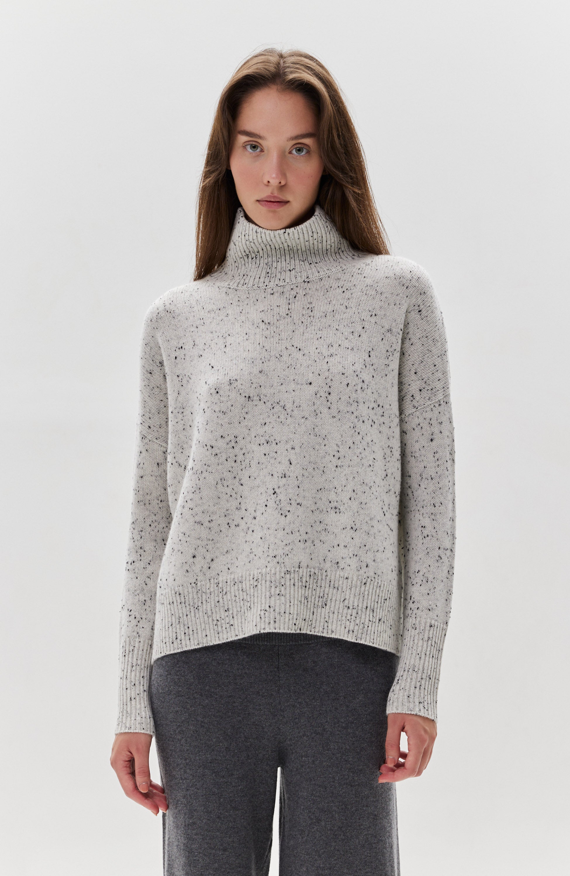 Lisa yang Grey Highneck cashmere sweater heidi blender image 1