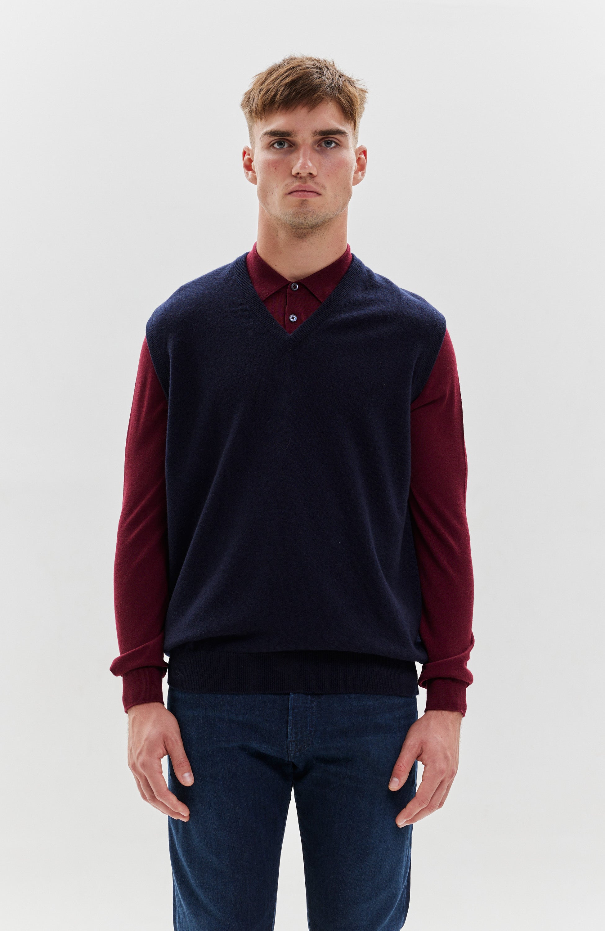 V-neck cashmere vest