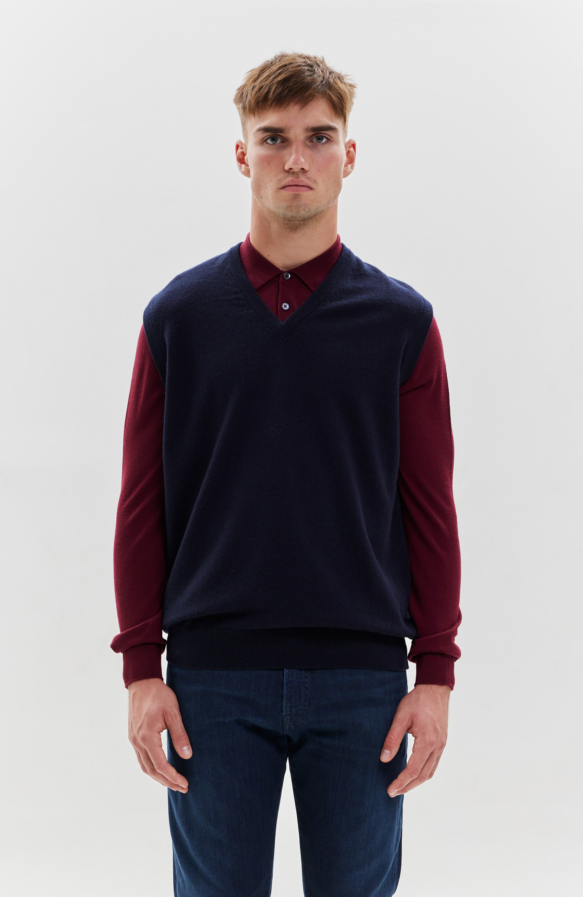V-neck cashmere vest