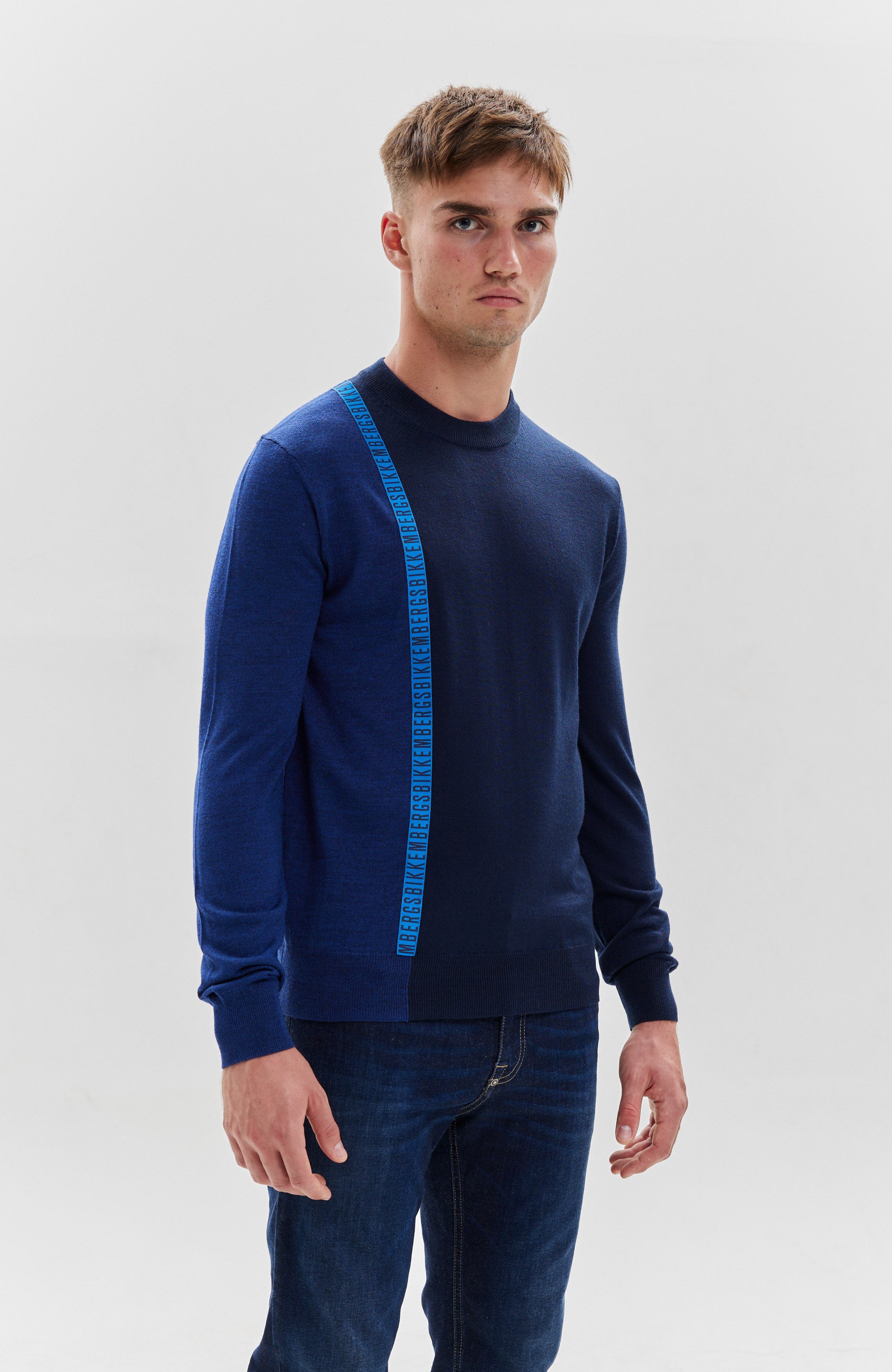 Two-tone wool-blend sweater