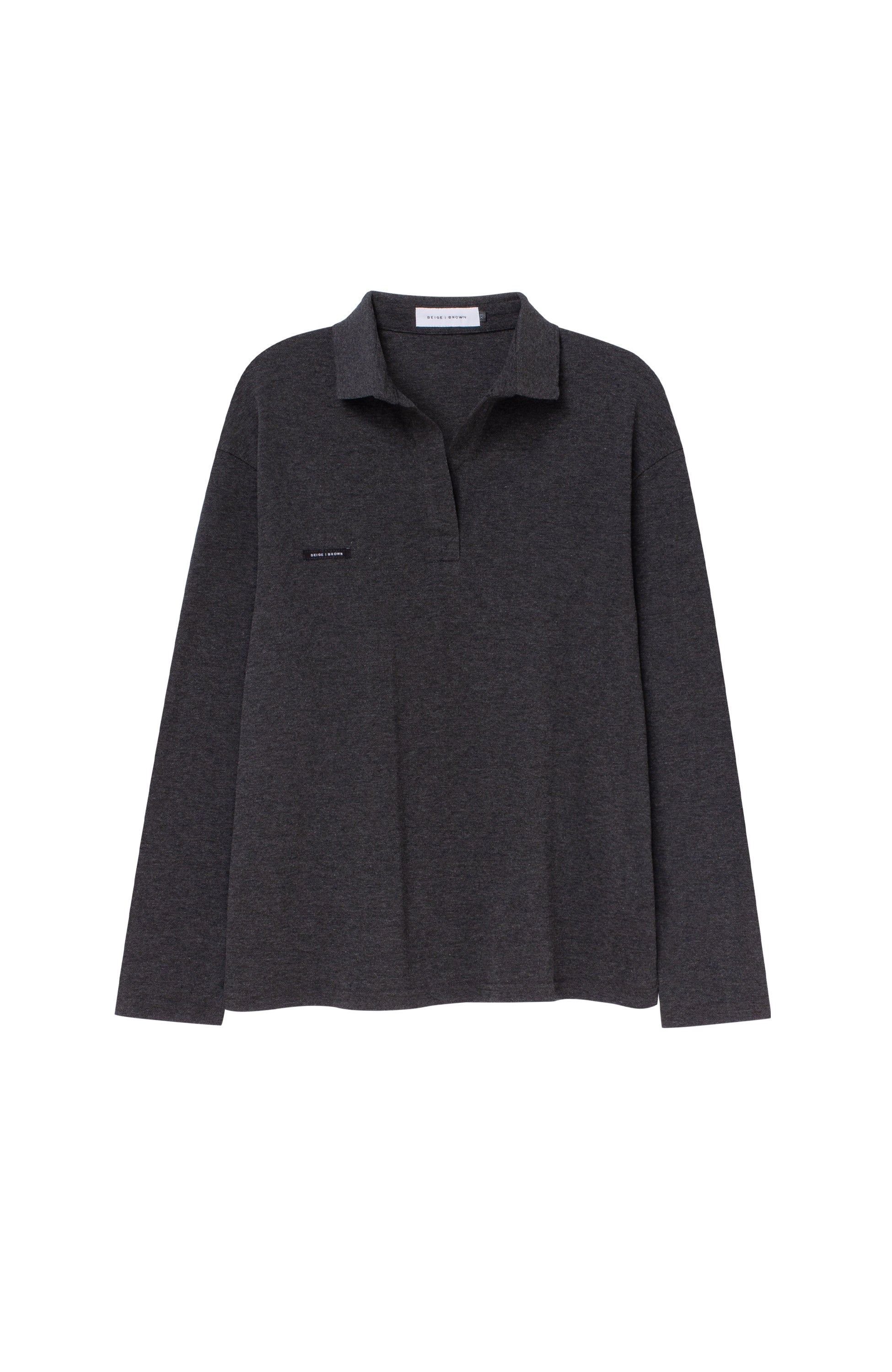 Beige brown Grey Pikkade varrukatega polo särk image 10