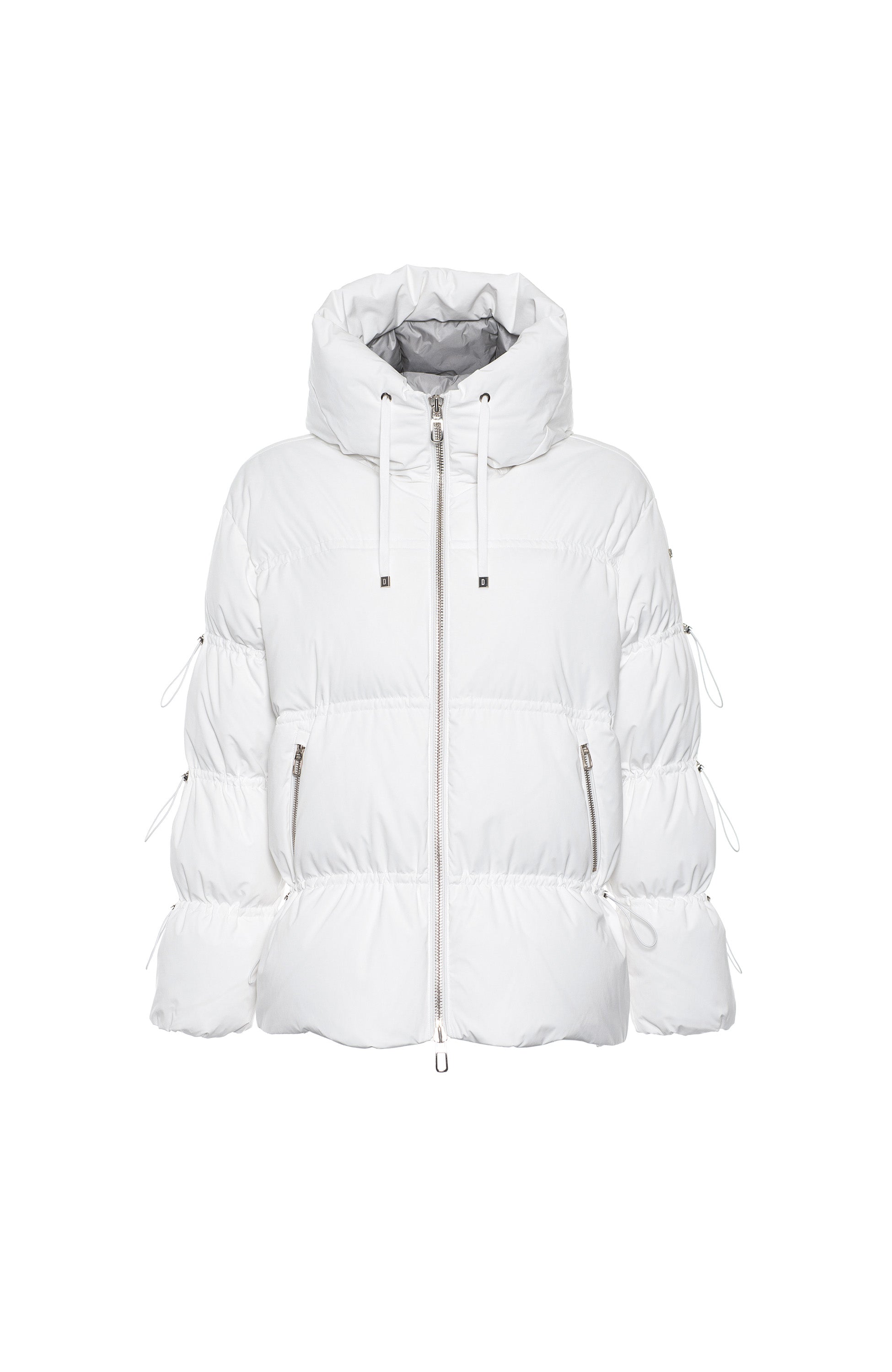 Duno White Drawstring-sleeved down puffer bloom image 4