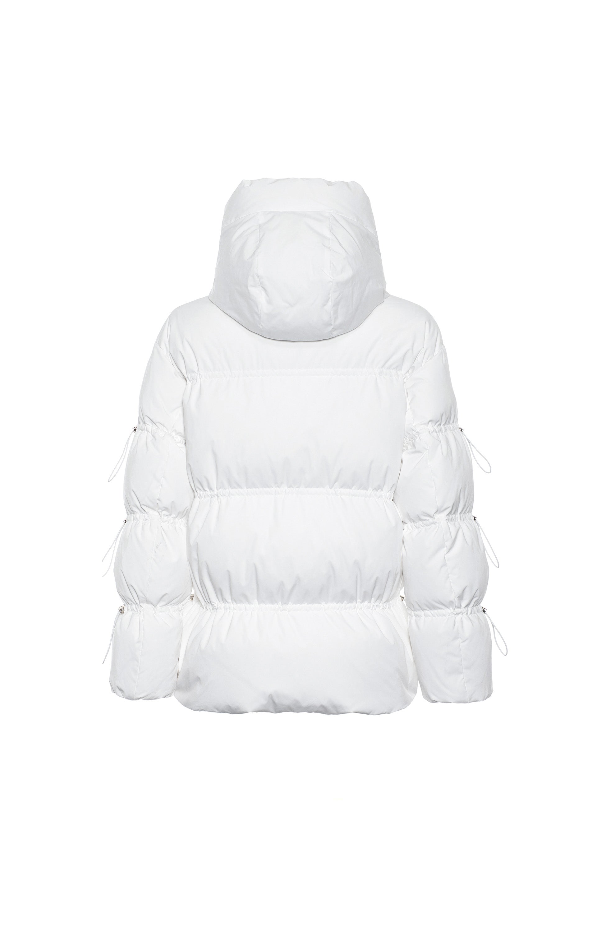 Duno White Drawstring-sleeved down puffer bloom image 5