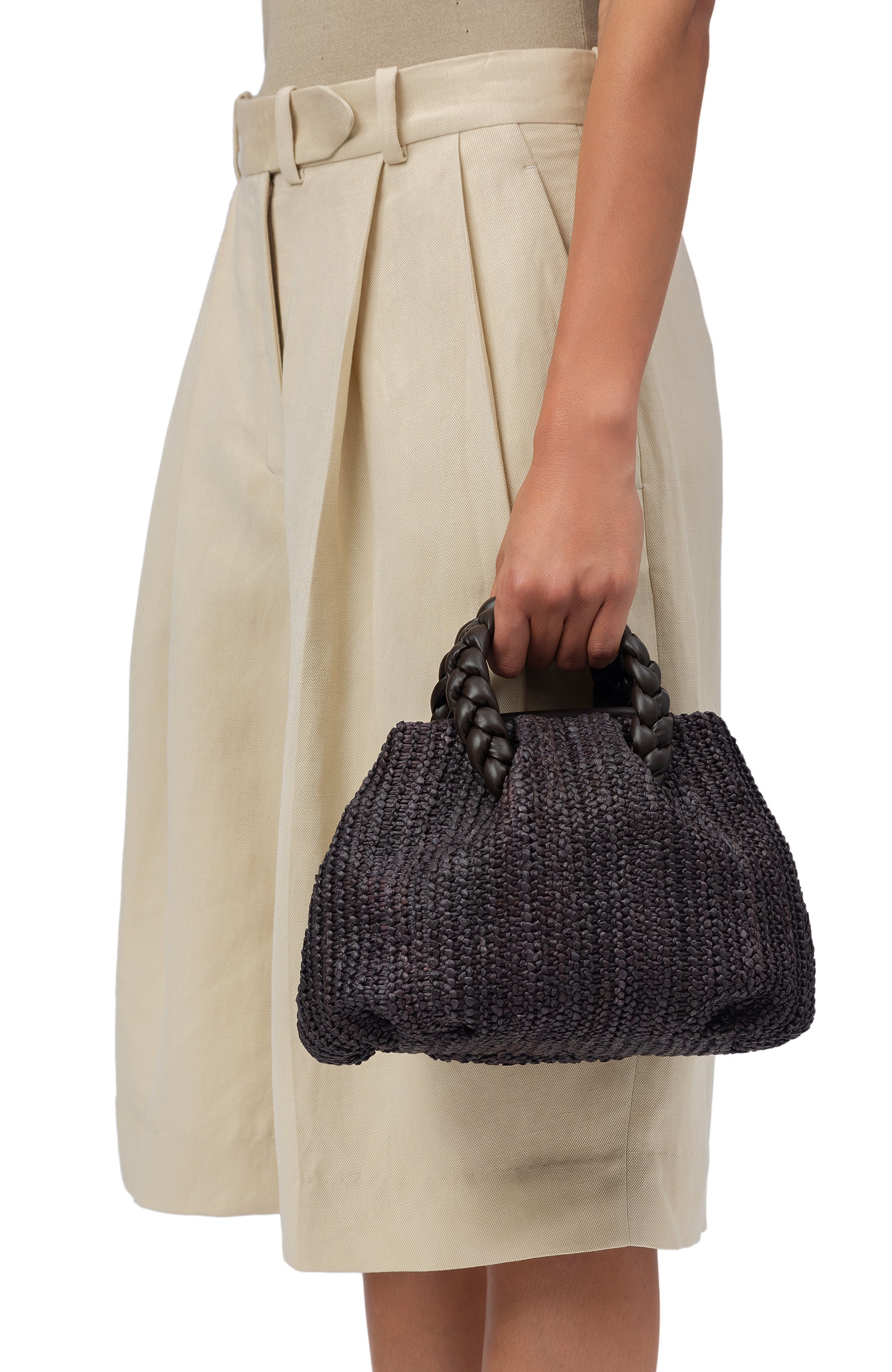 Hereu Brown Plaited-handle crossbody bag bombon raffia image 5