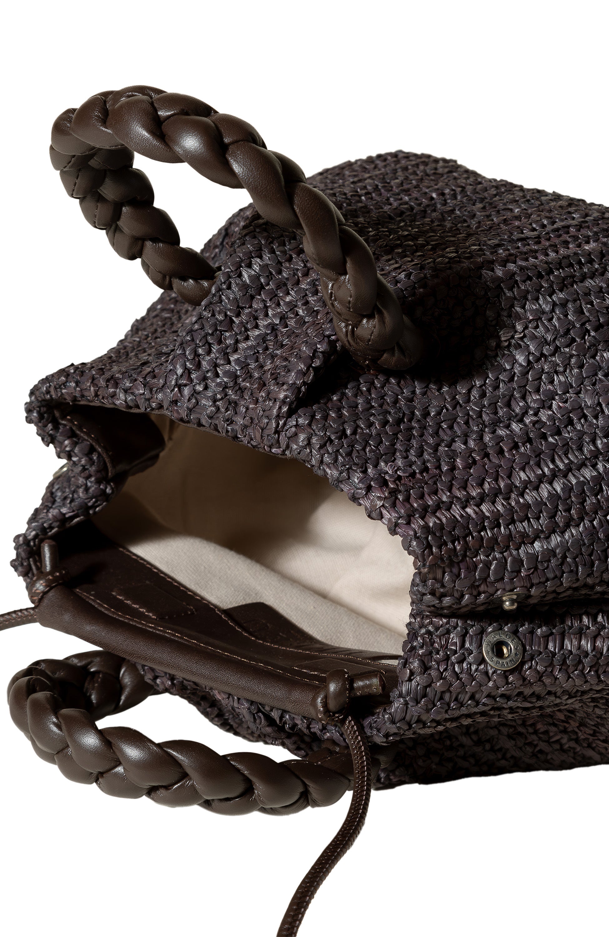 Hereu Brown Plaited-handle crossbody bag bombon raffia image 3