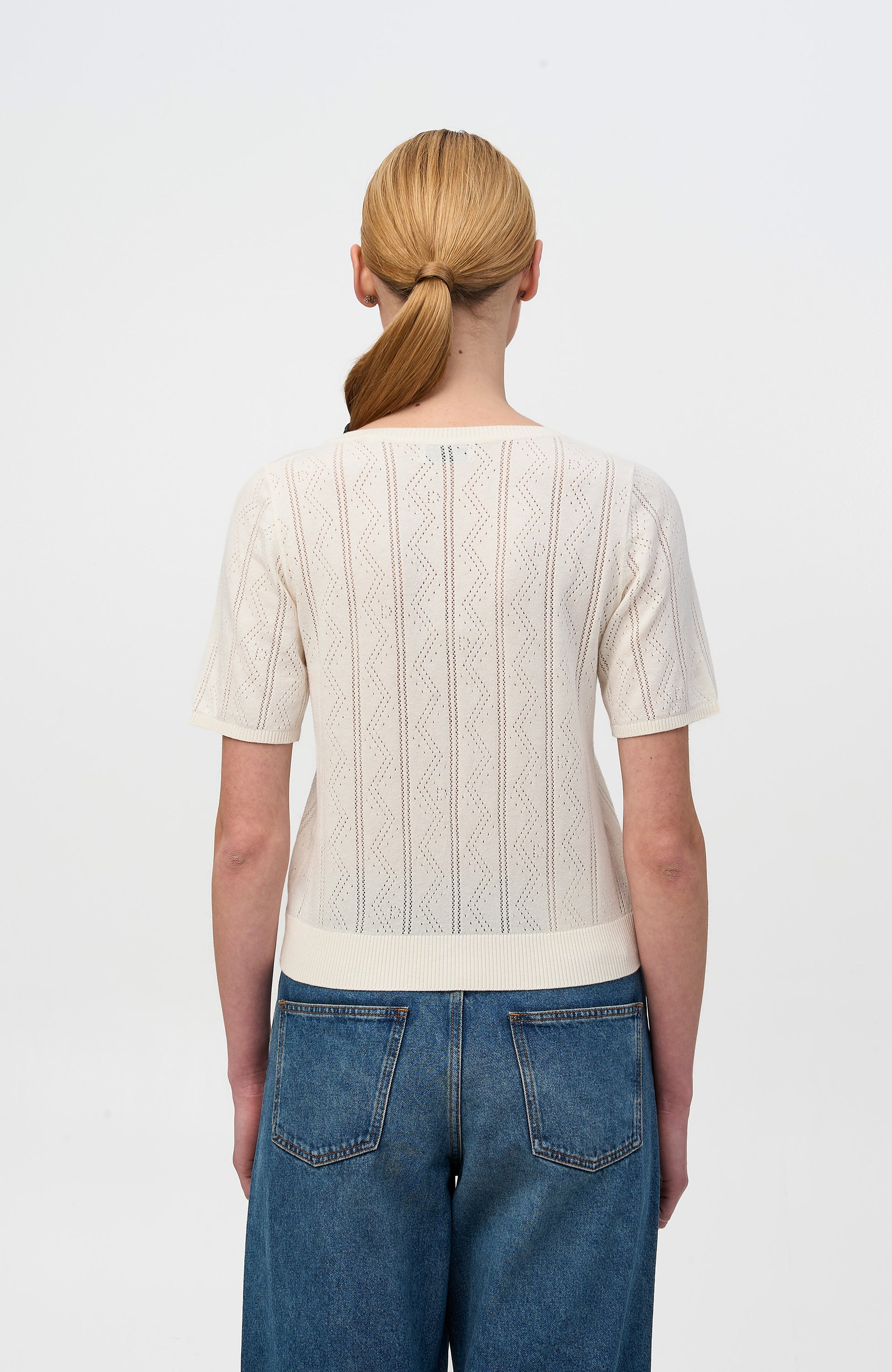 House of dagmar Neutral Pointelle knit top image 4