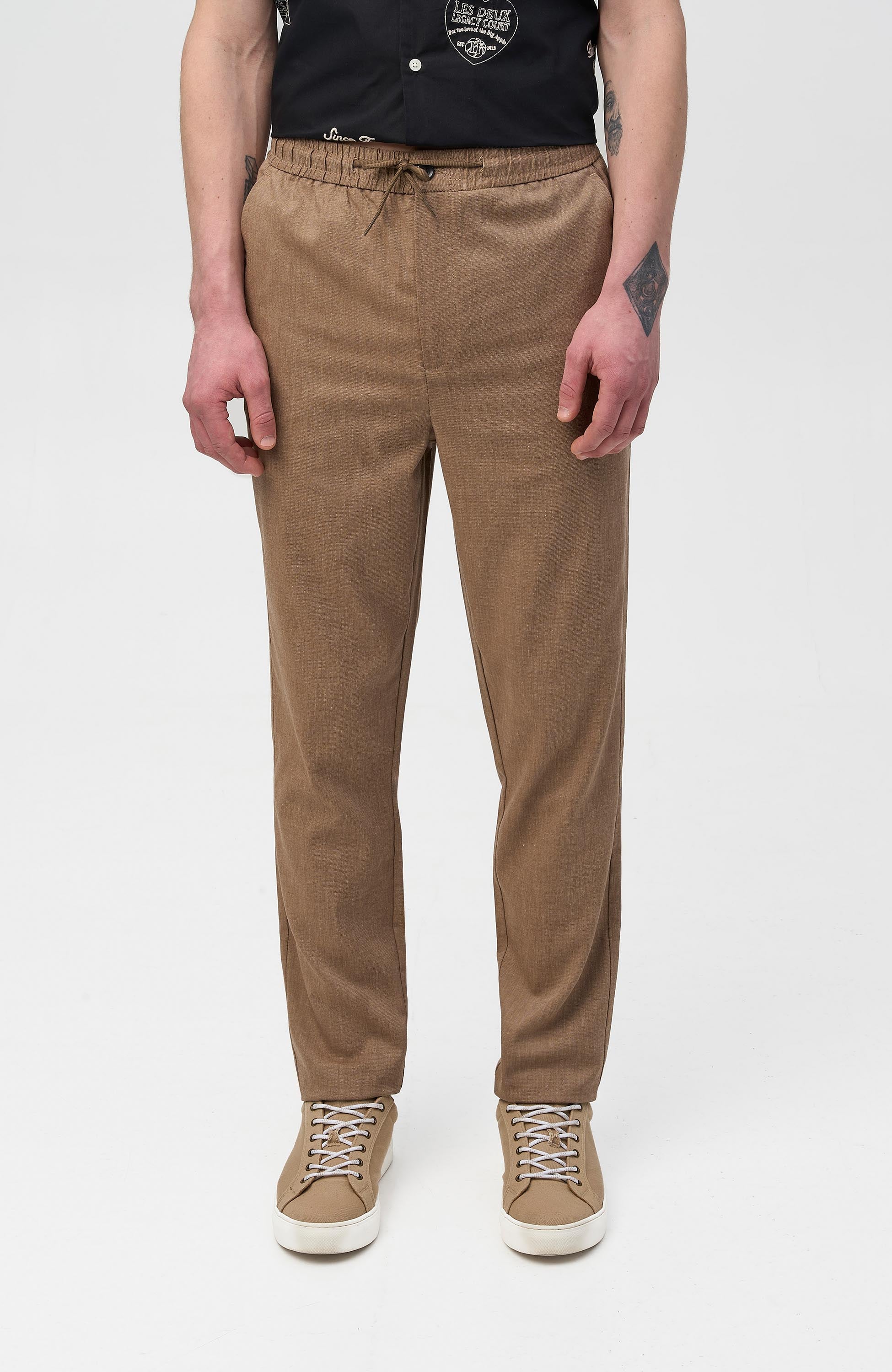 Les deux Neutral Tapered slub drawstring pants como image 3