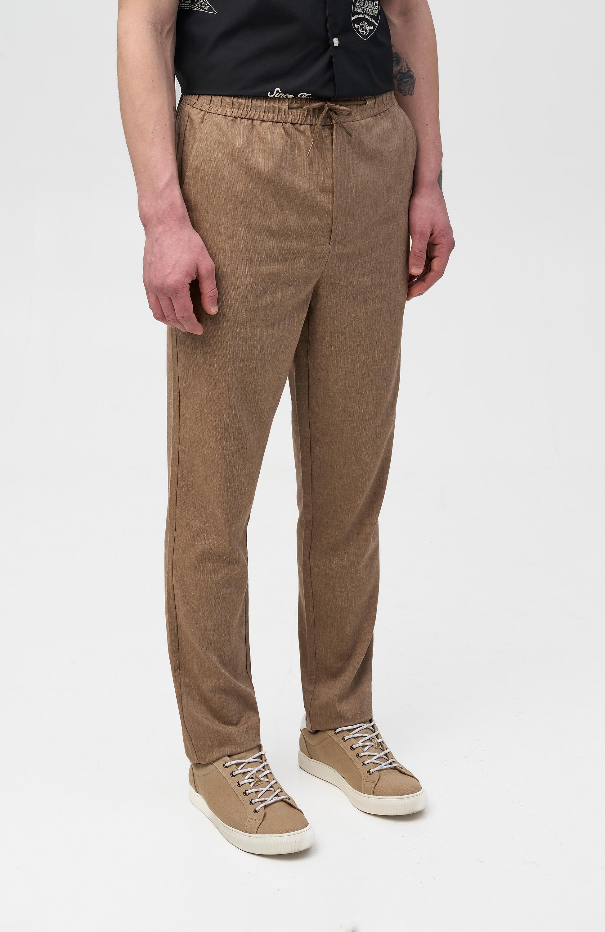 Les deux Neutral Tapered slub drawstring pants como image 4