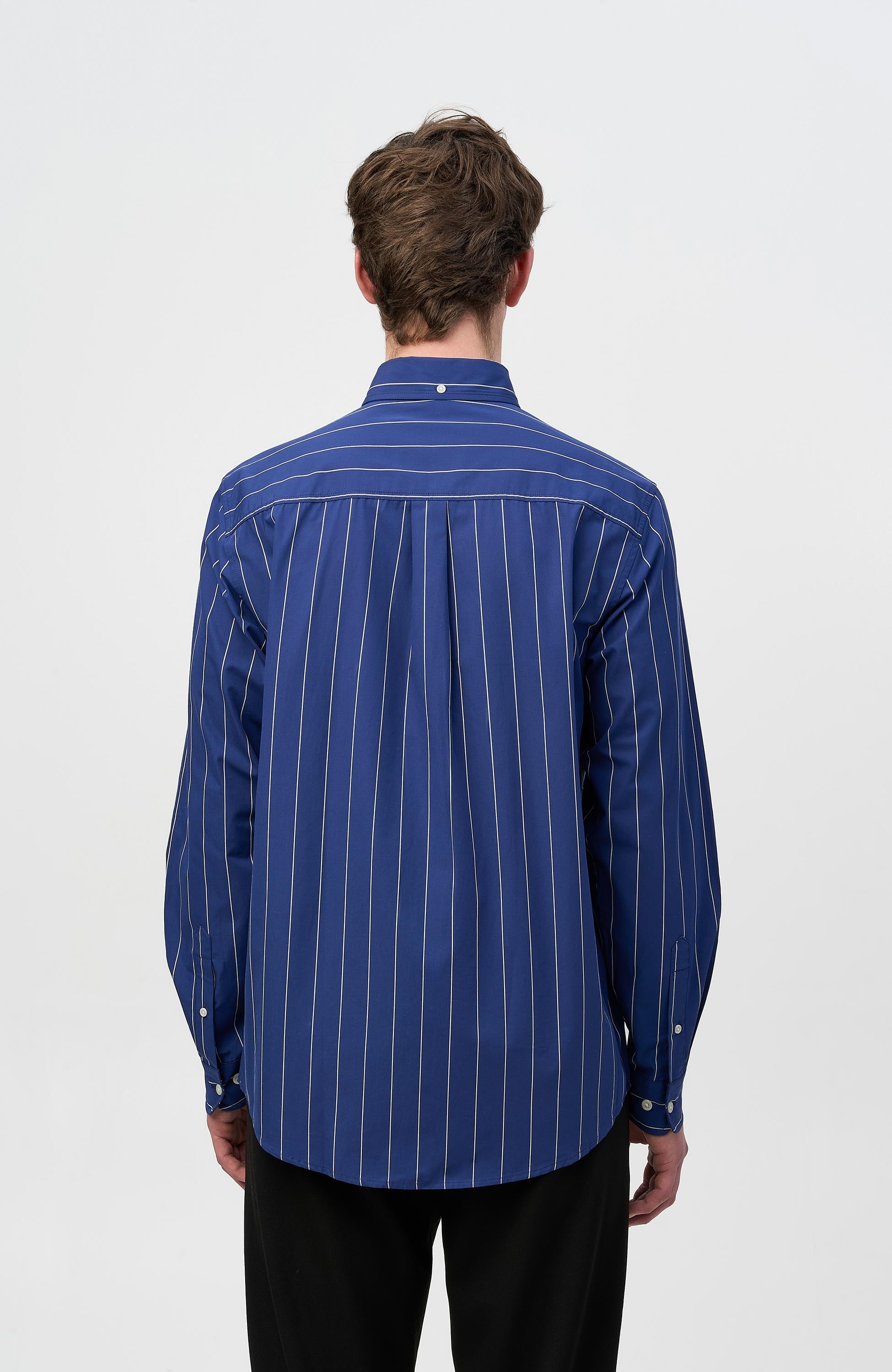 Les deux Blue Stripe peached poplin shirt kent image 4