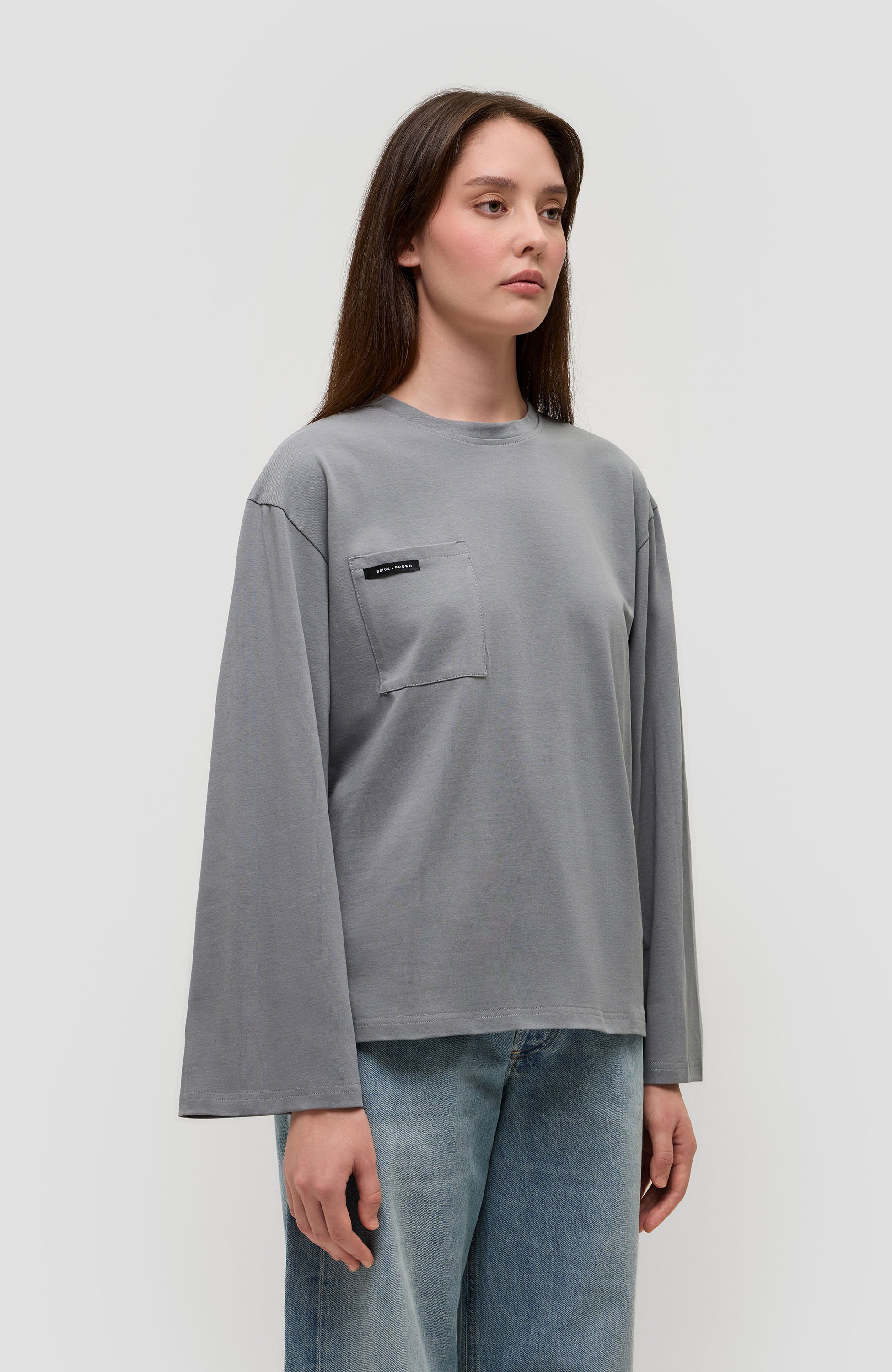 Beige brown Grey Avar pikkade varrukatega t-särk image 3