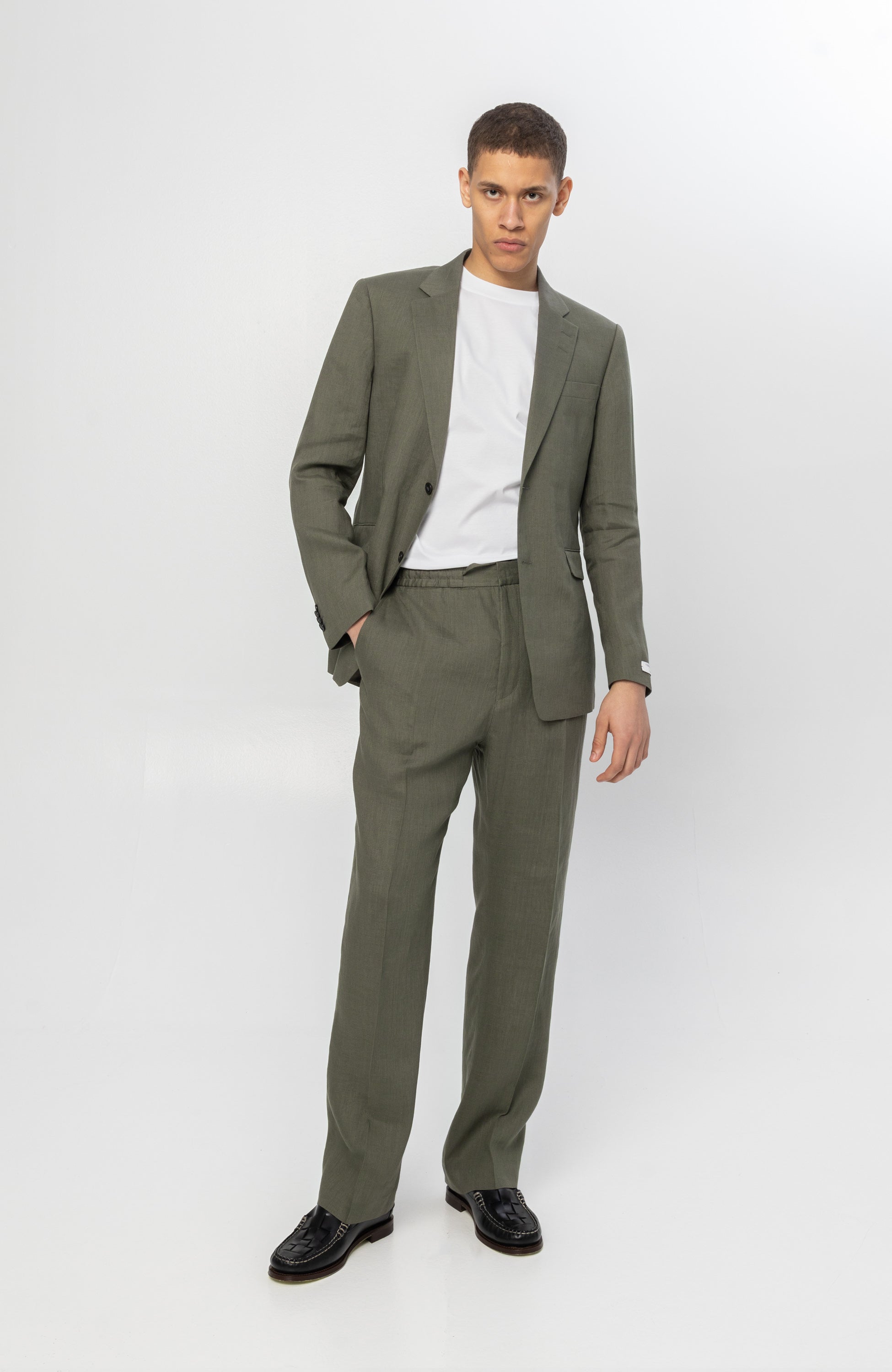 Tiger of sweden Green Linen casual trousers iscove image 1