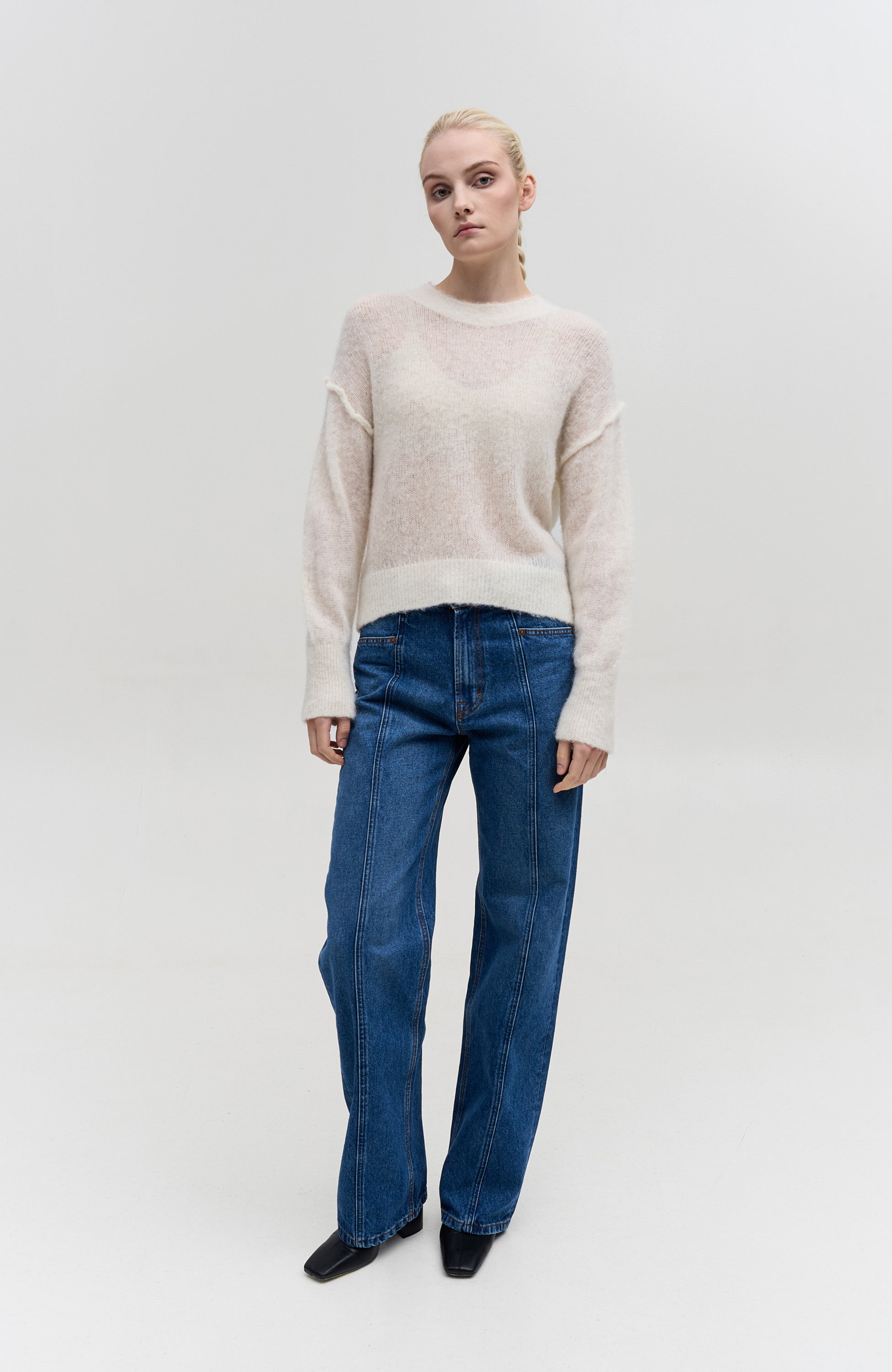 House of dagmar White Brushed alpaca pullover image 8