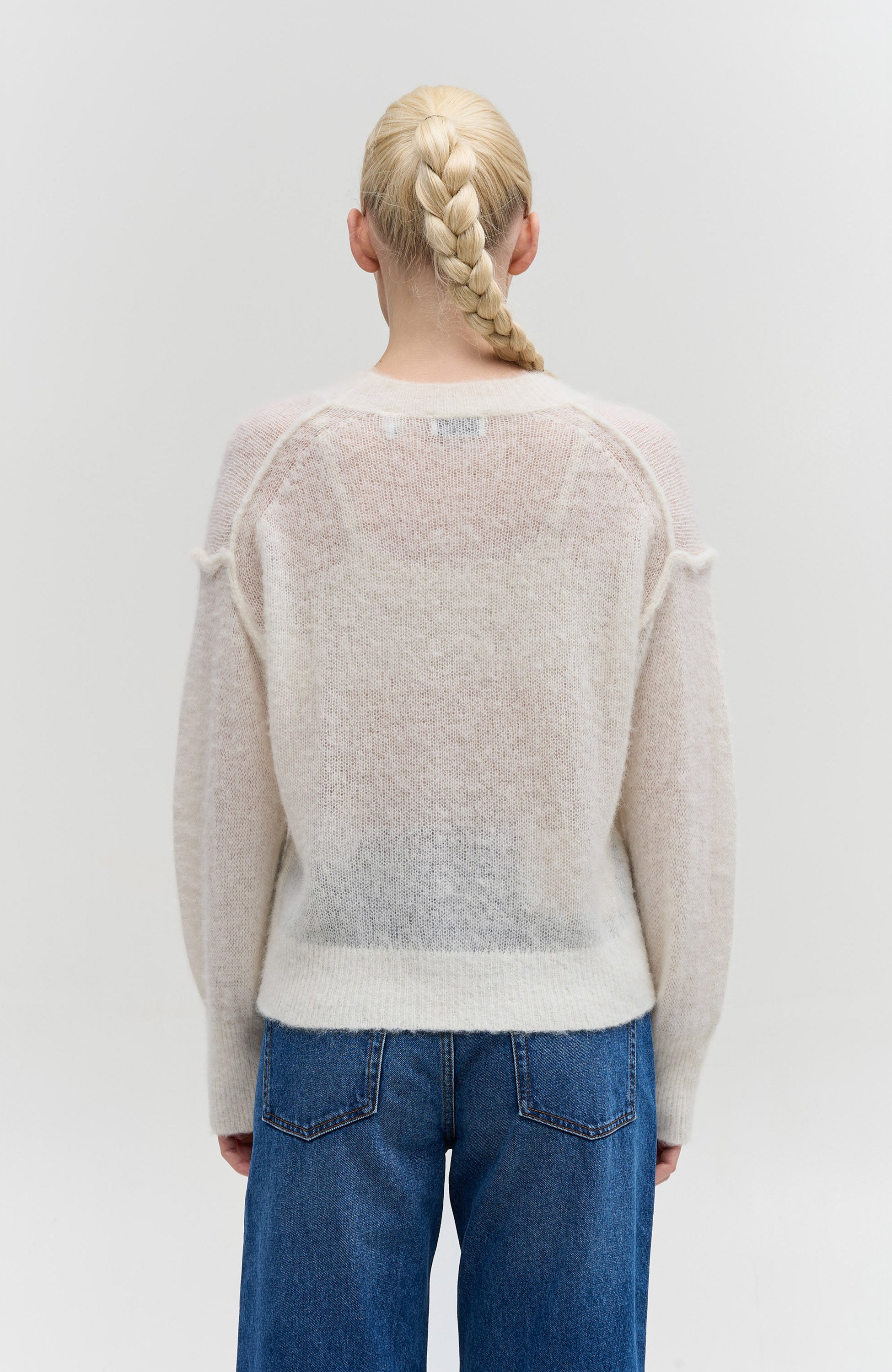 House of dagmar White Brushed alpaca pullover image 4