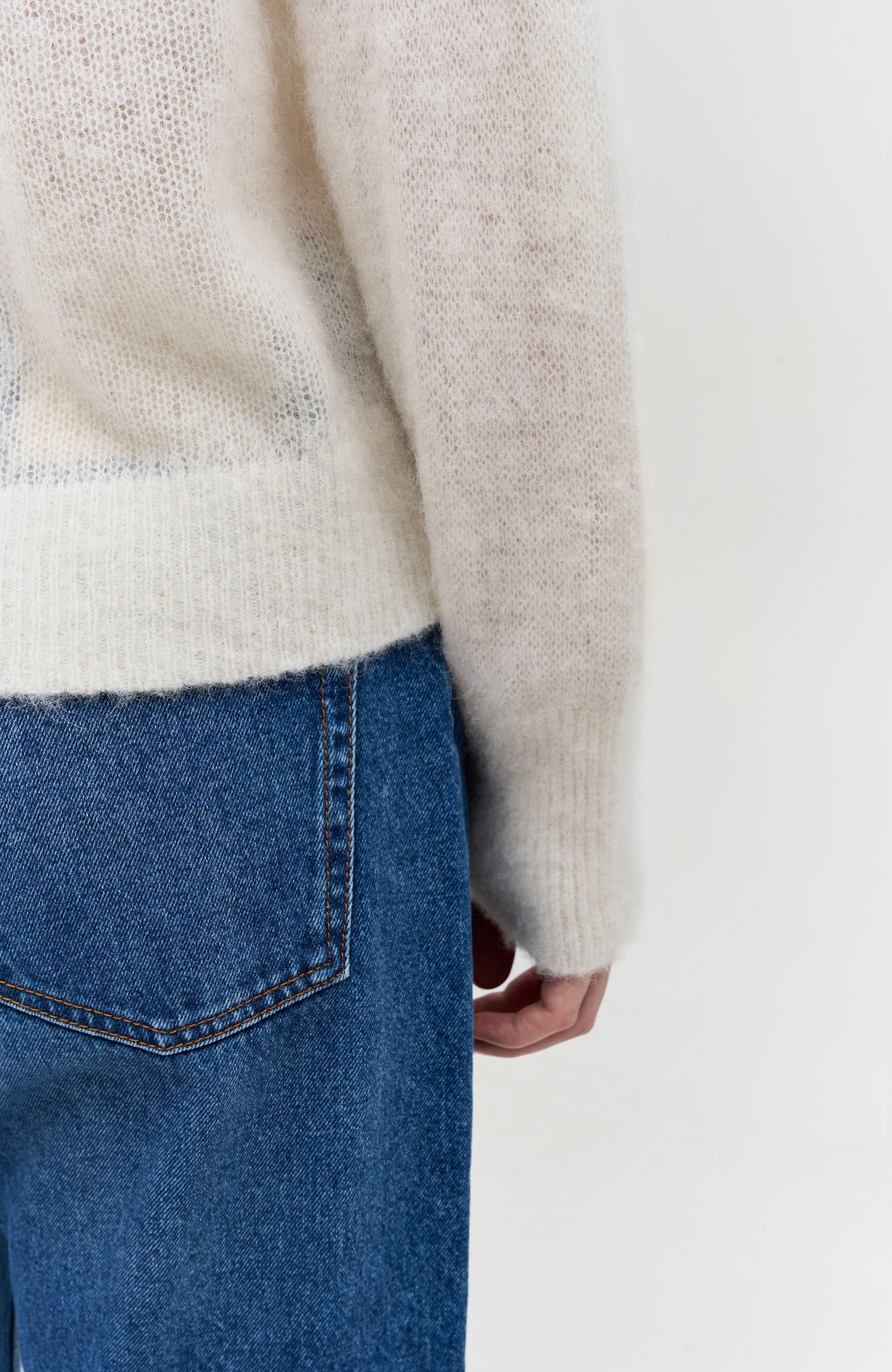 House of dagmar White Brushed alpaca pullover image 7
