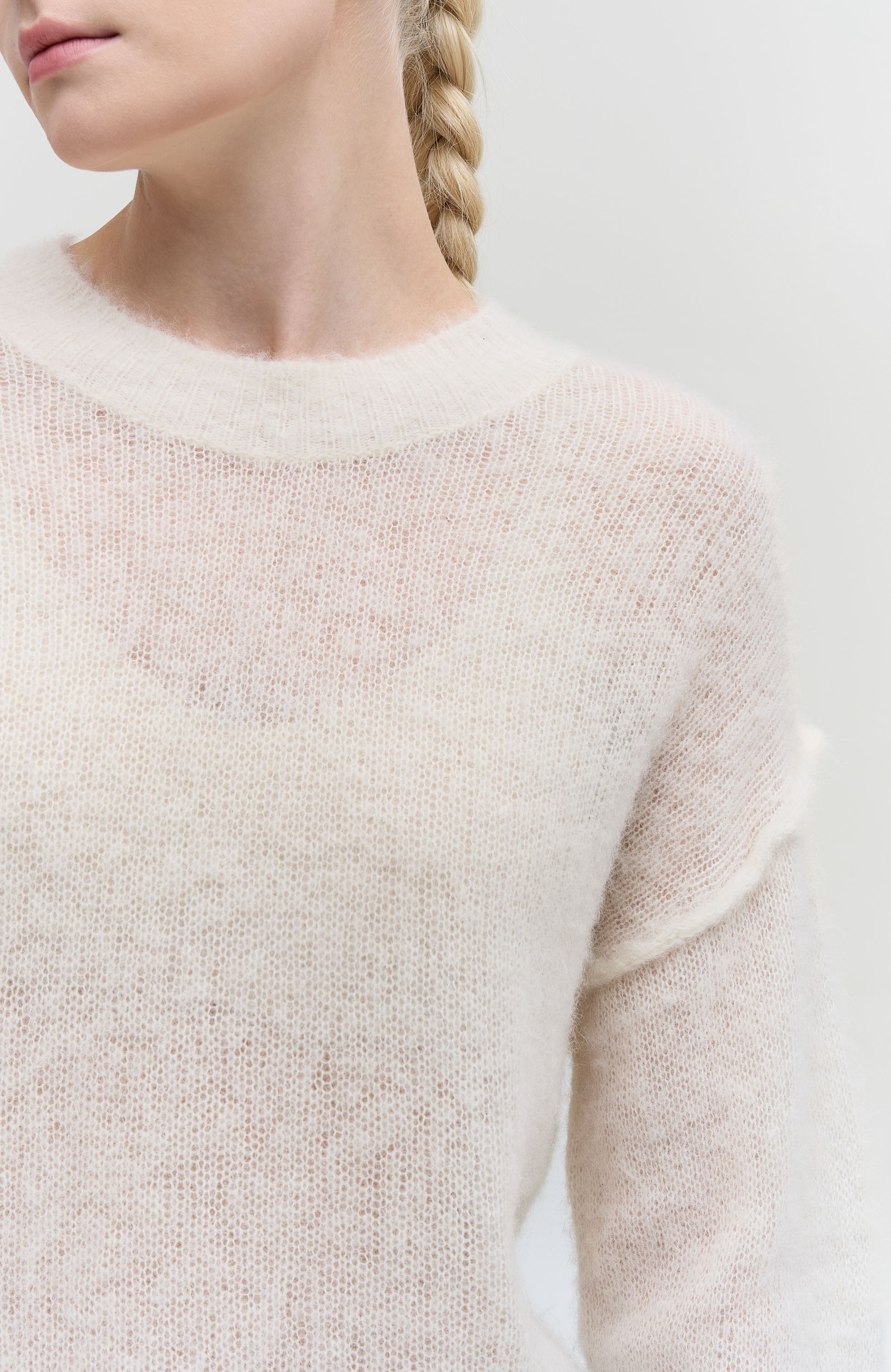 House of dagmar White Brushed alpaca pullover image 5
