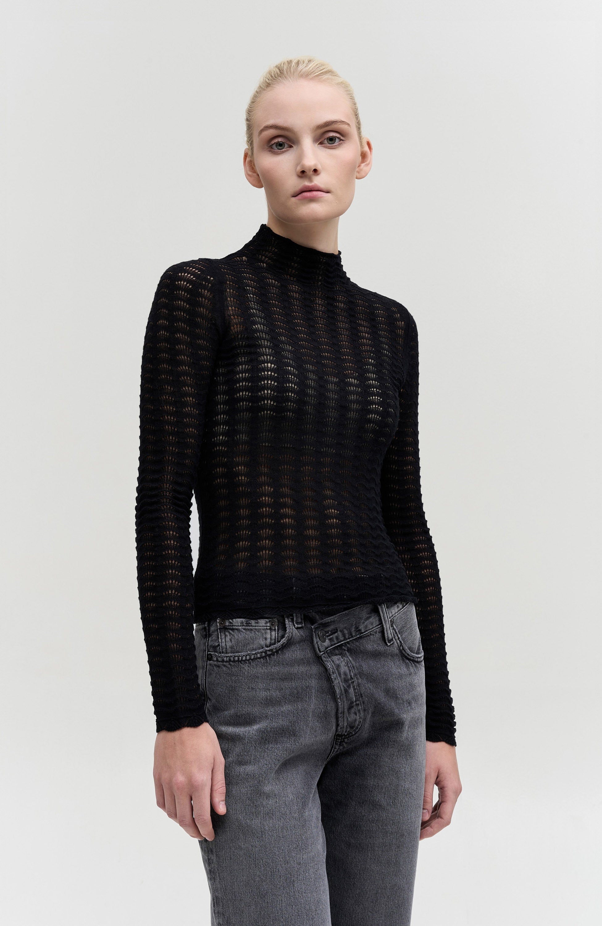 House of dagmar Black Lace knit top image 4