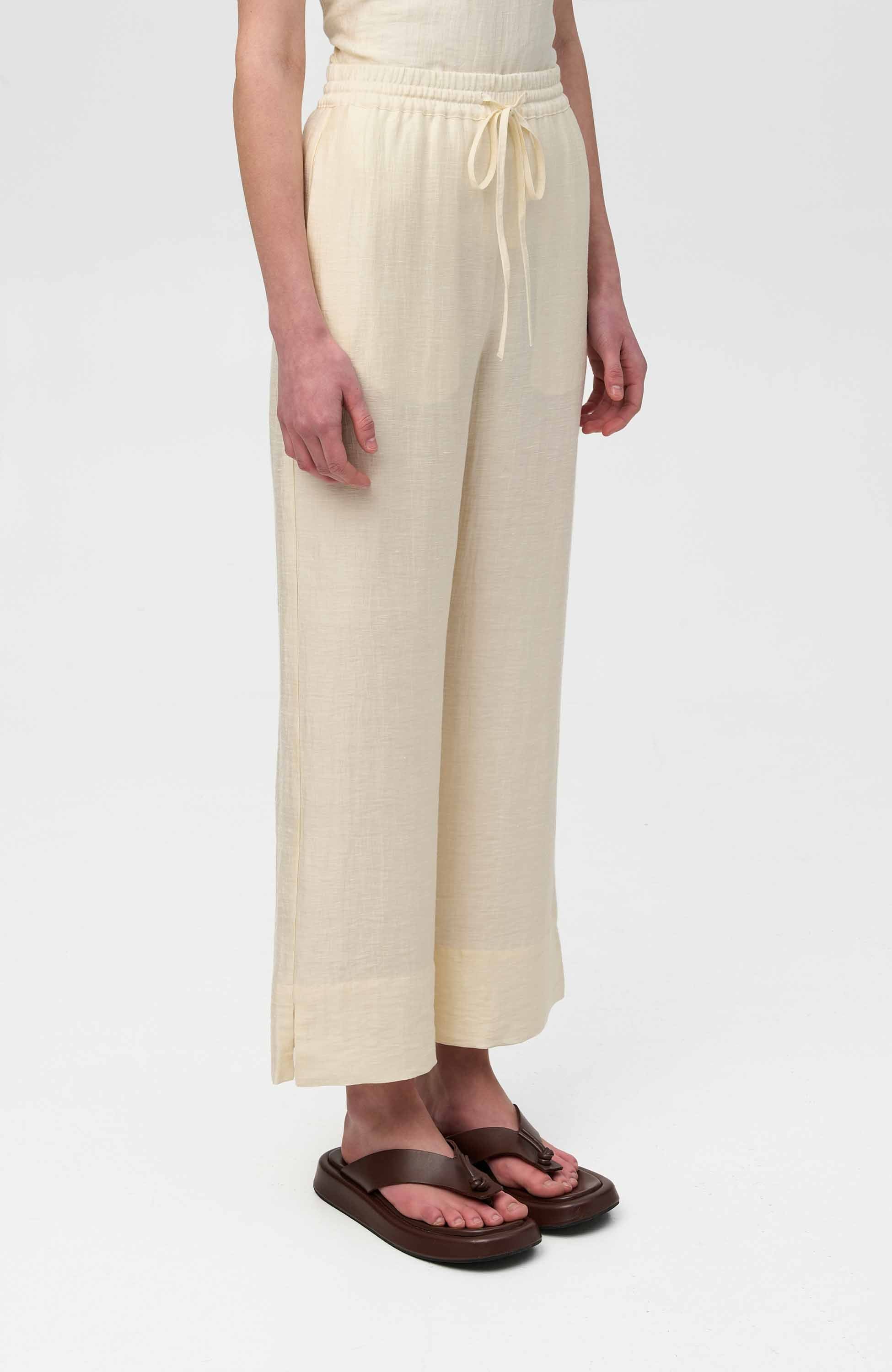 House of dagmar White Linen drawstring trousers image 3