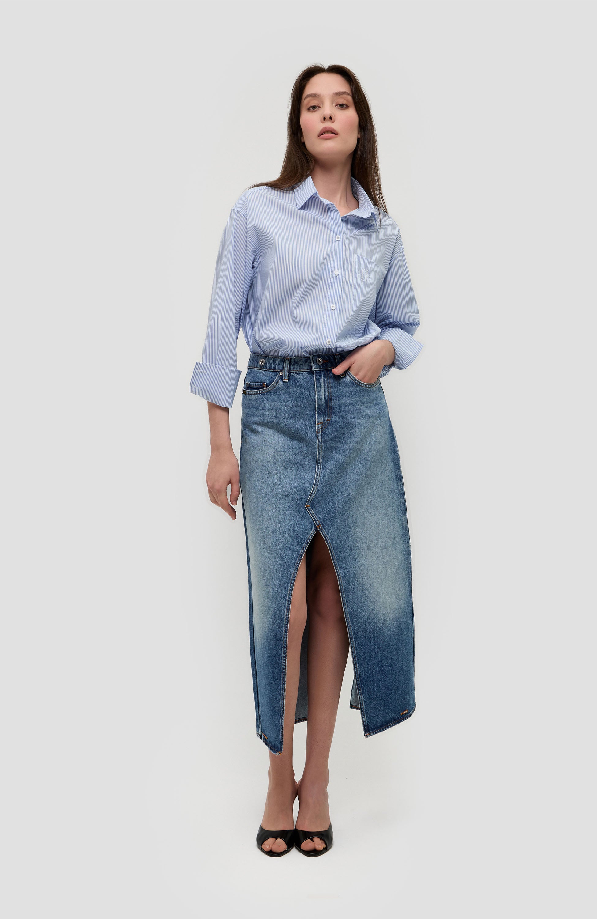 Tiger of sweden Blue Front-slit denim skirt tillis image 9