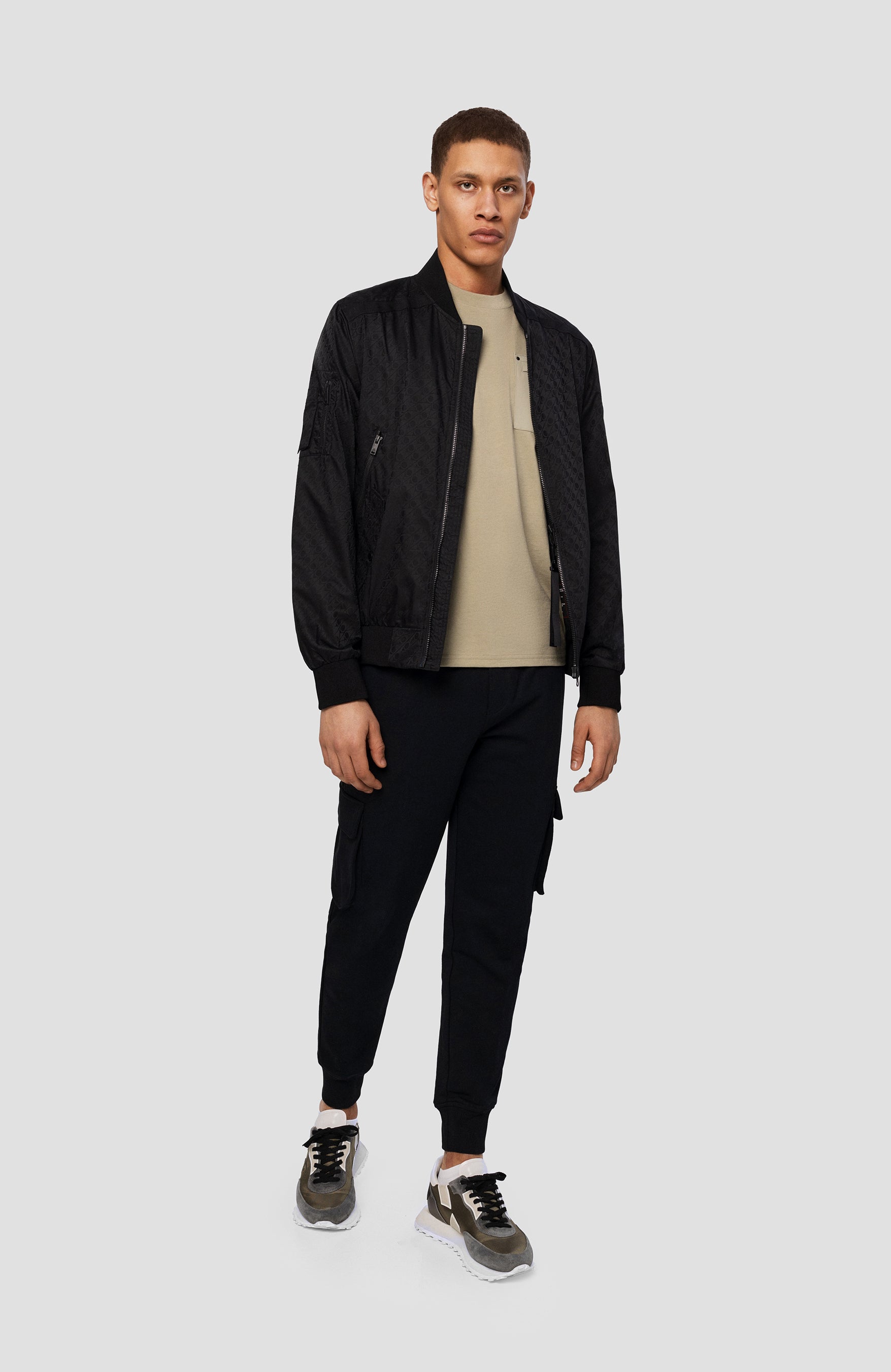 Moose knuckles Black Logo-pattern bomber jacket courville image 11