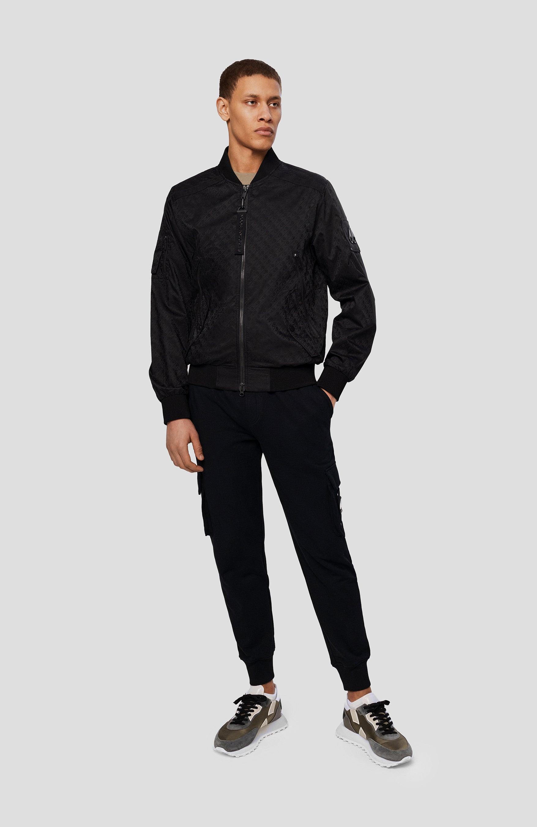 Moose knuckles Black Logo-pattern bomber jacket courville image 3