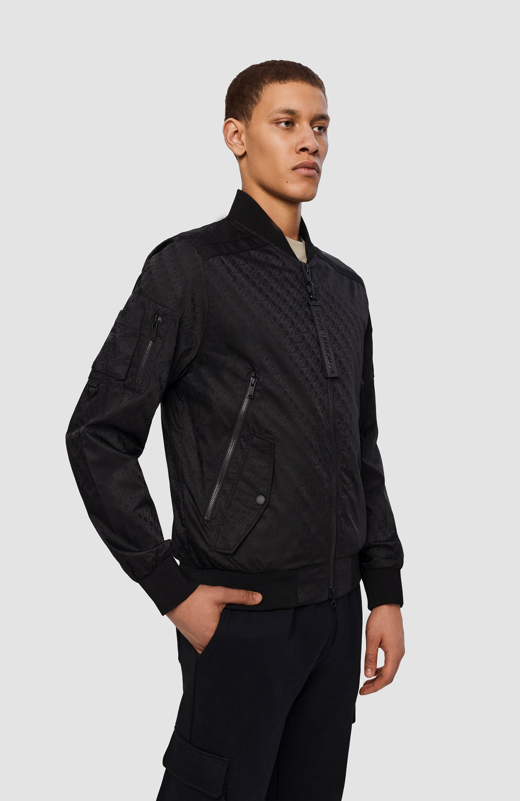 Moose knuckles Black Logo-pattern bomber jacket courville image 5