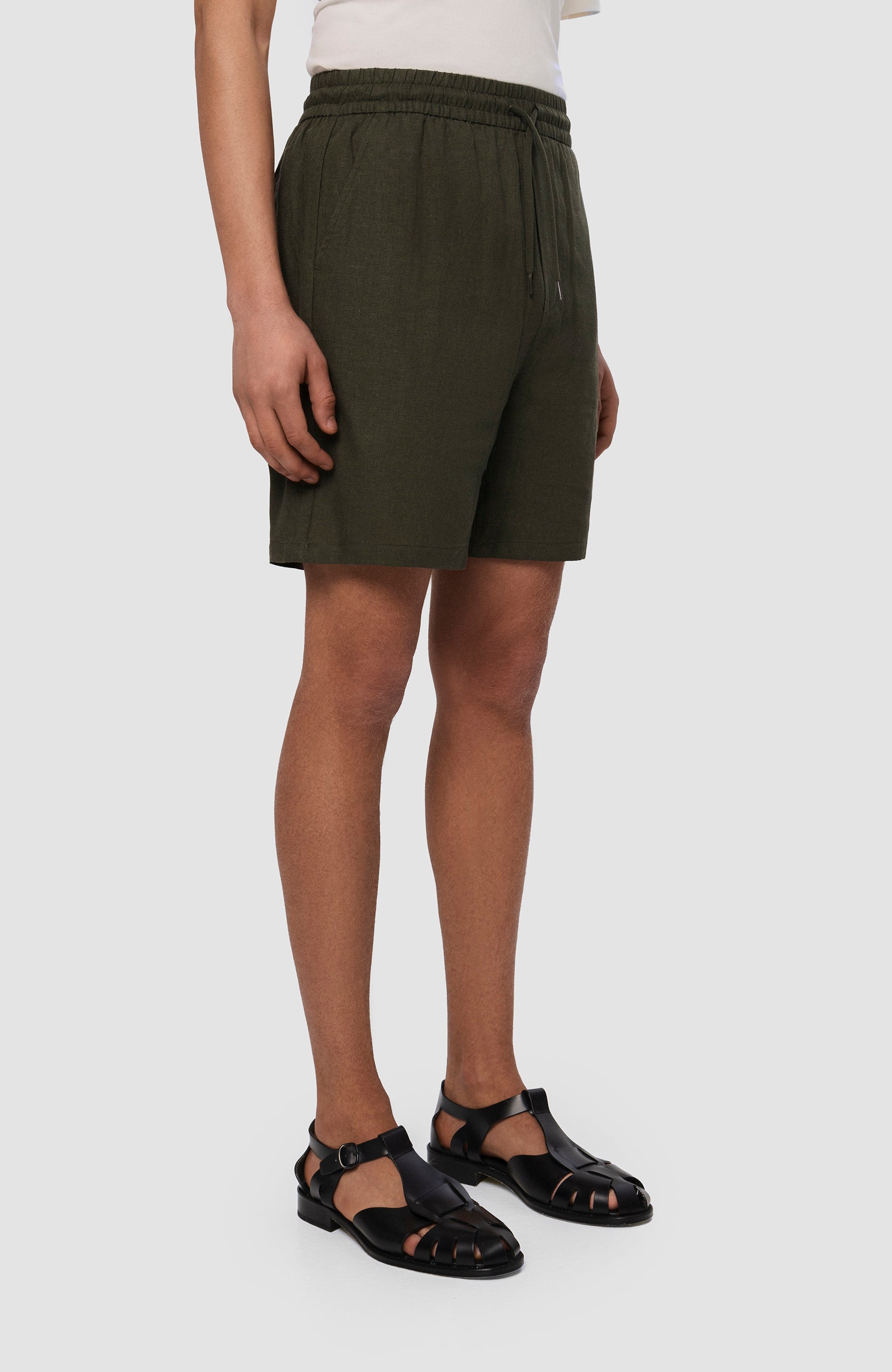 Les deux Green Drawstring linen shorts otto image 3