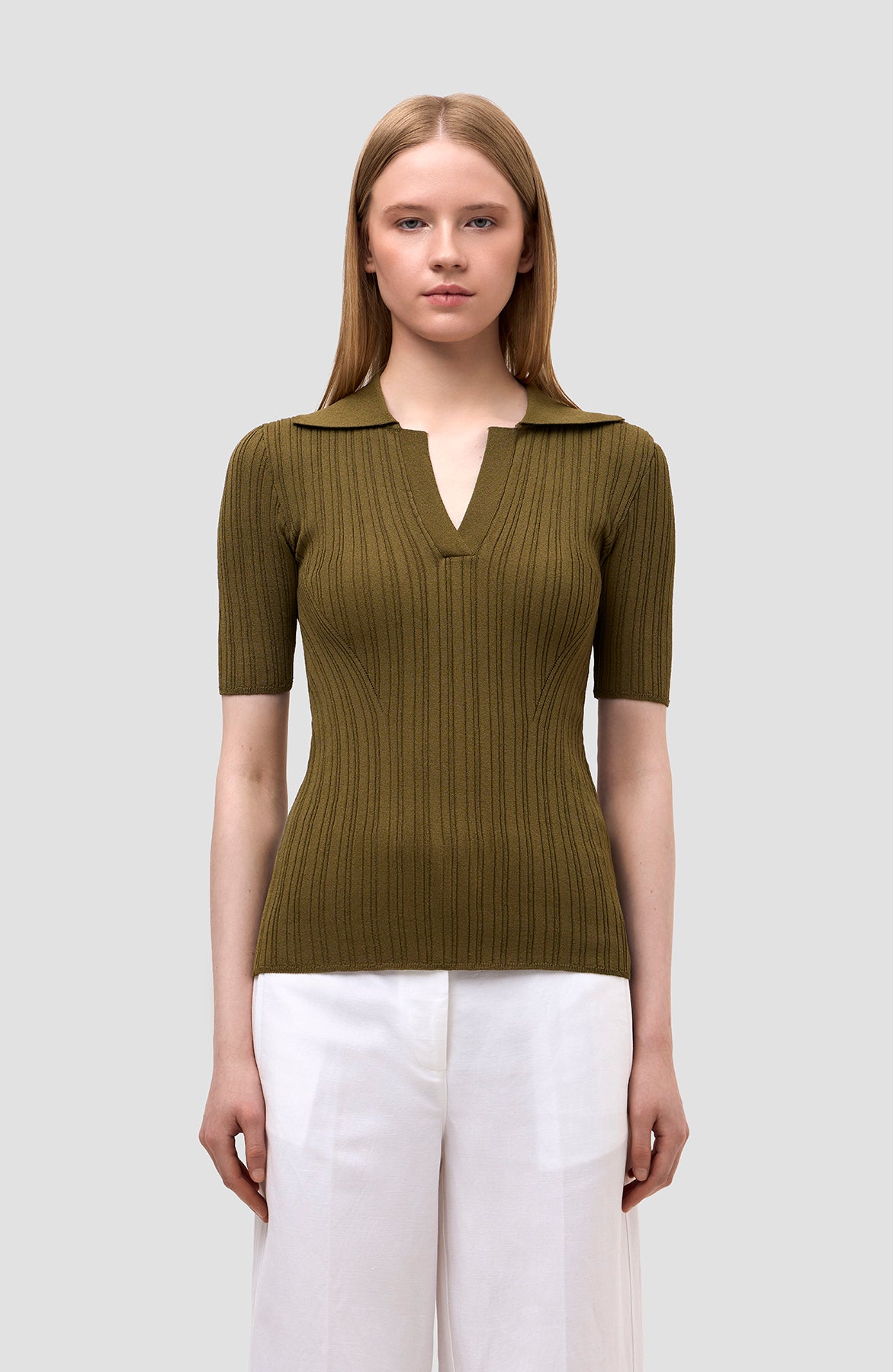 Erika cavallini Green Ribbed poloneck top image 1
