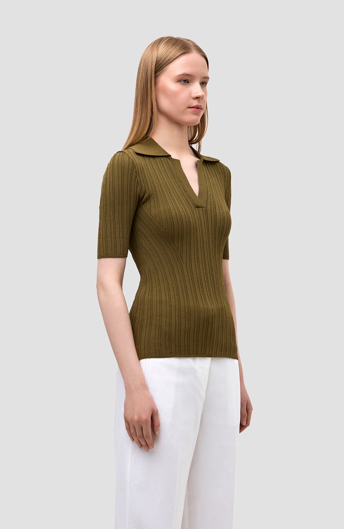 Erika cavallini Green Ribbed poloneck top image 4