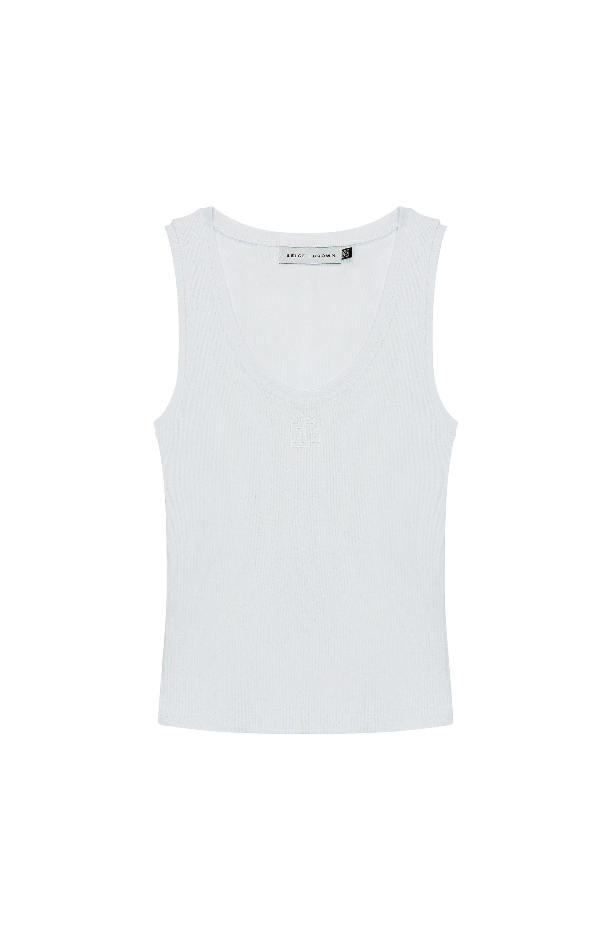 Beige brown White Ribbed tank top image 6