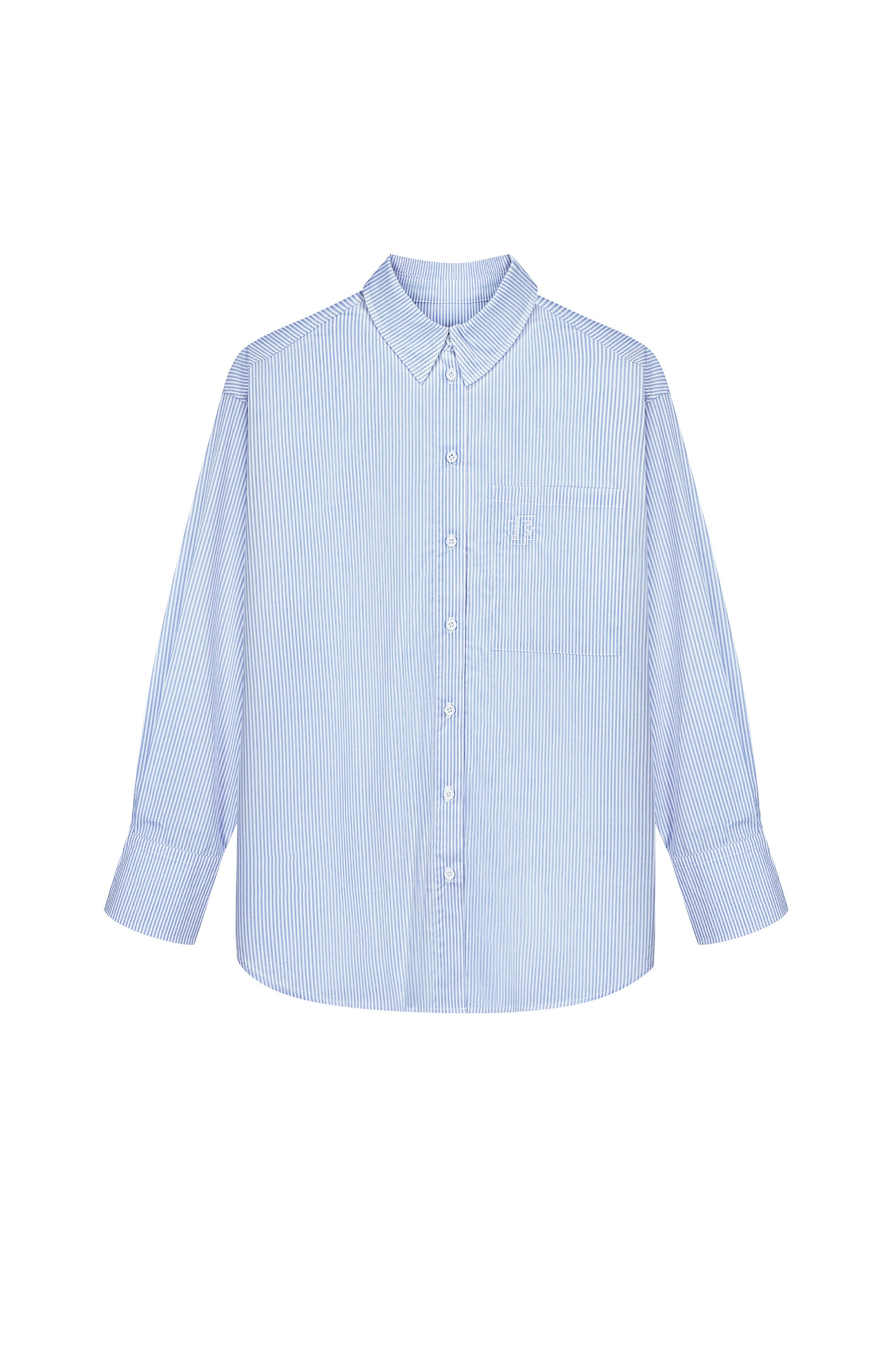 Beige brown Blue Oversized striped shirt image 7