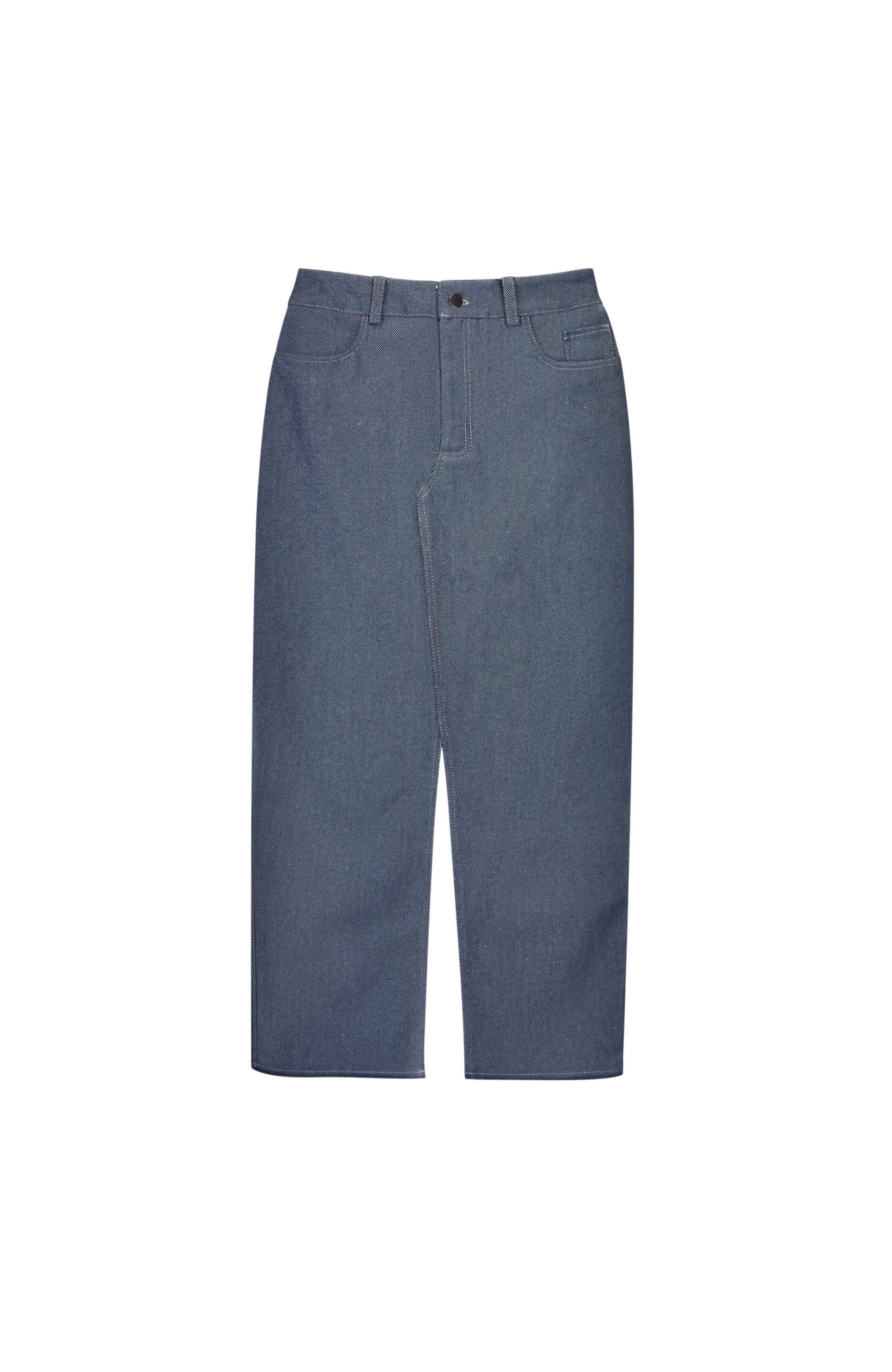 Beige brown Blue Denim asymmetric skirt image 9