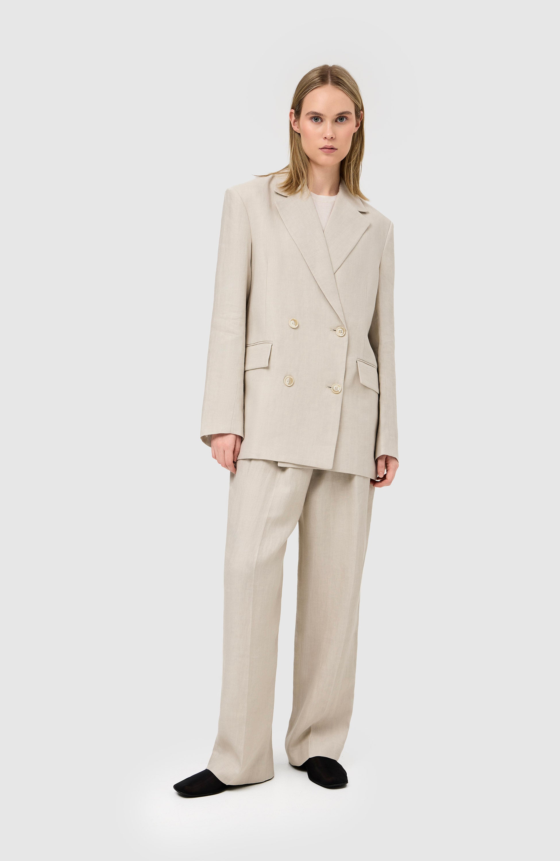 House of dagmar Neutral Classic linen blazer image 7