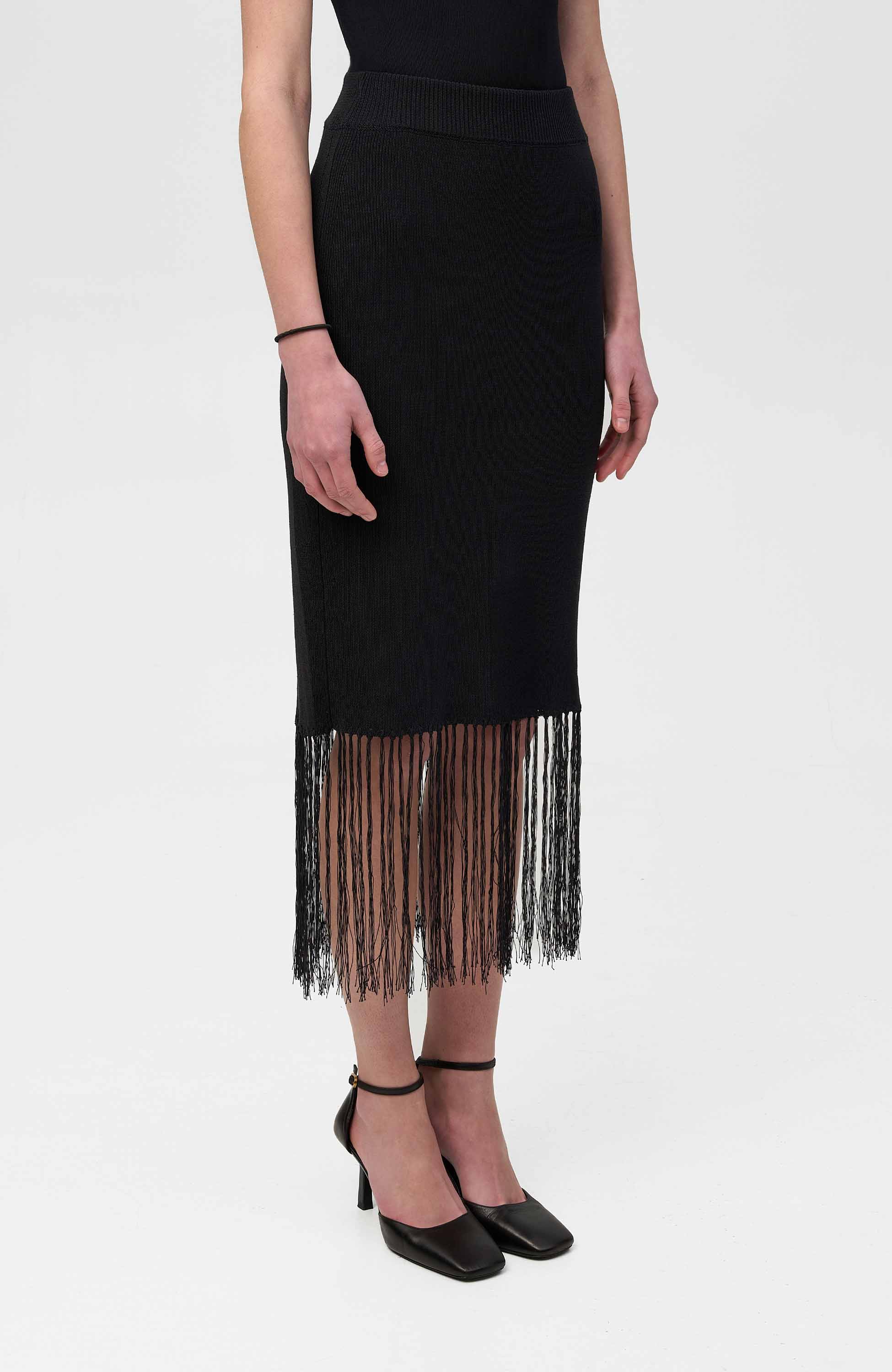 House of dagmar Black Fringe midi skirt image 3