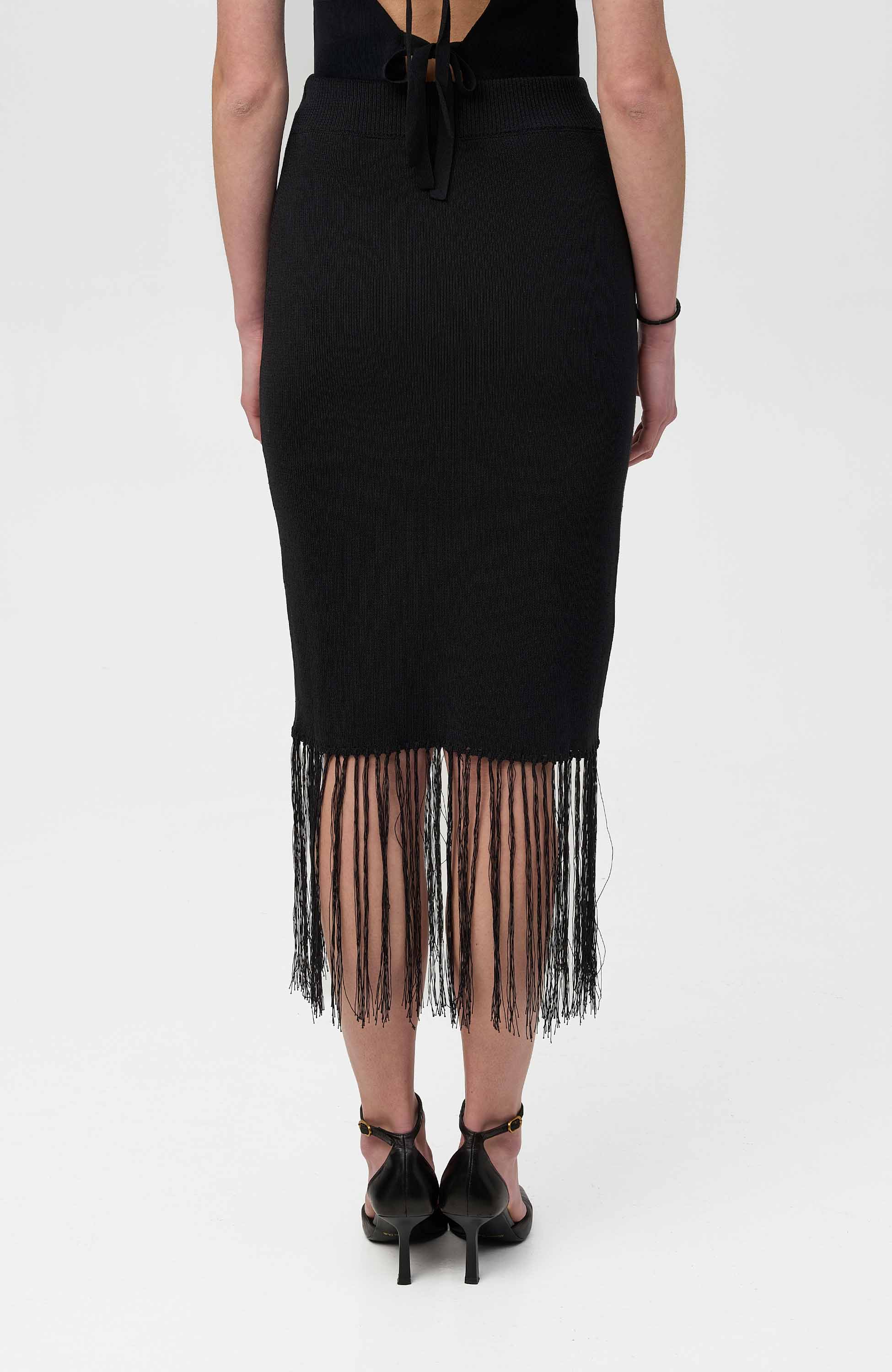 House of dagmar Black Fringe midi skirt image 4