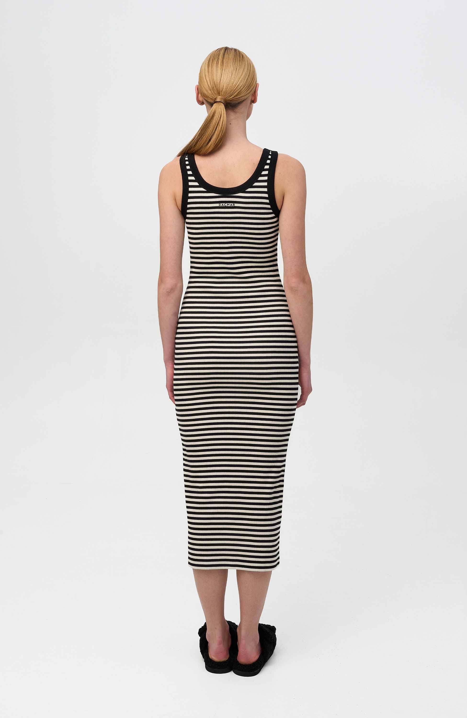 House of dagmar Black Stripe ribbed dress image 3