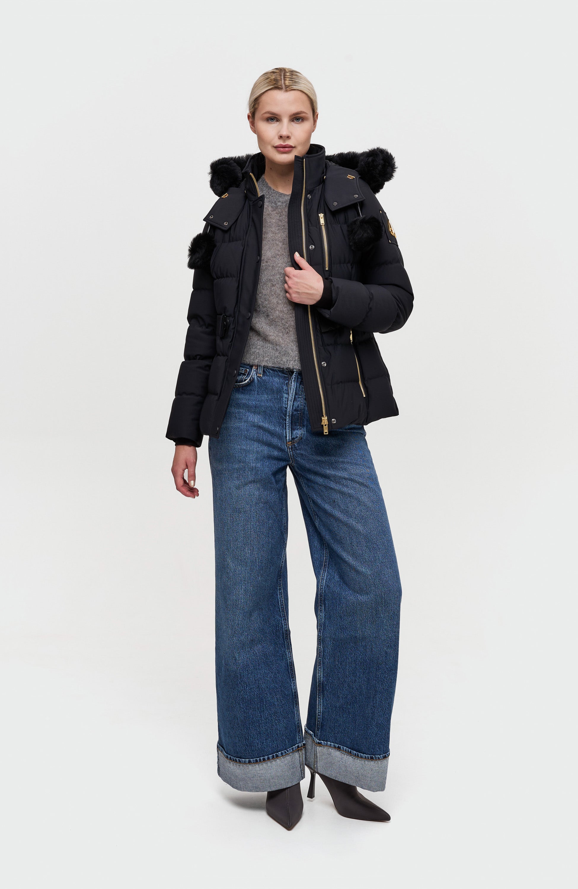 Gold-detail belted jacket CAMBRIA