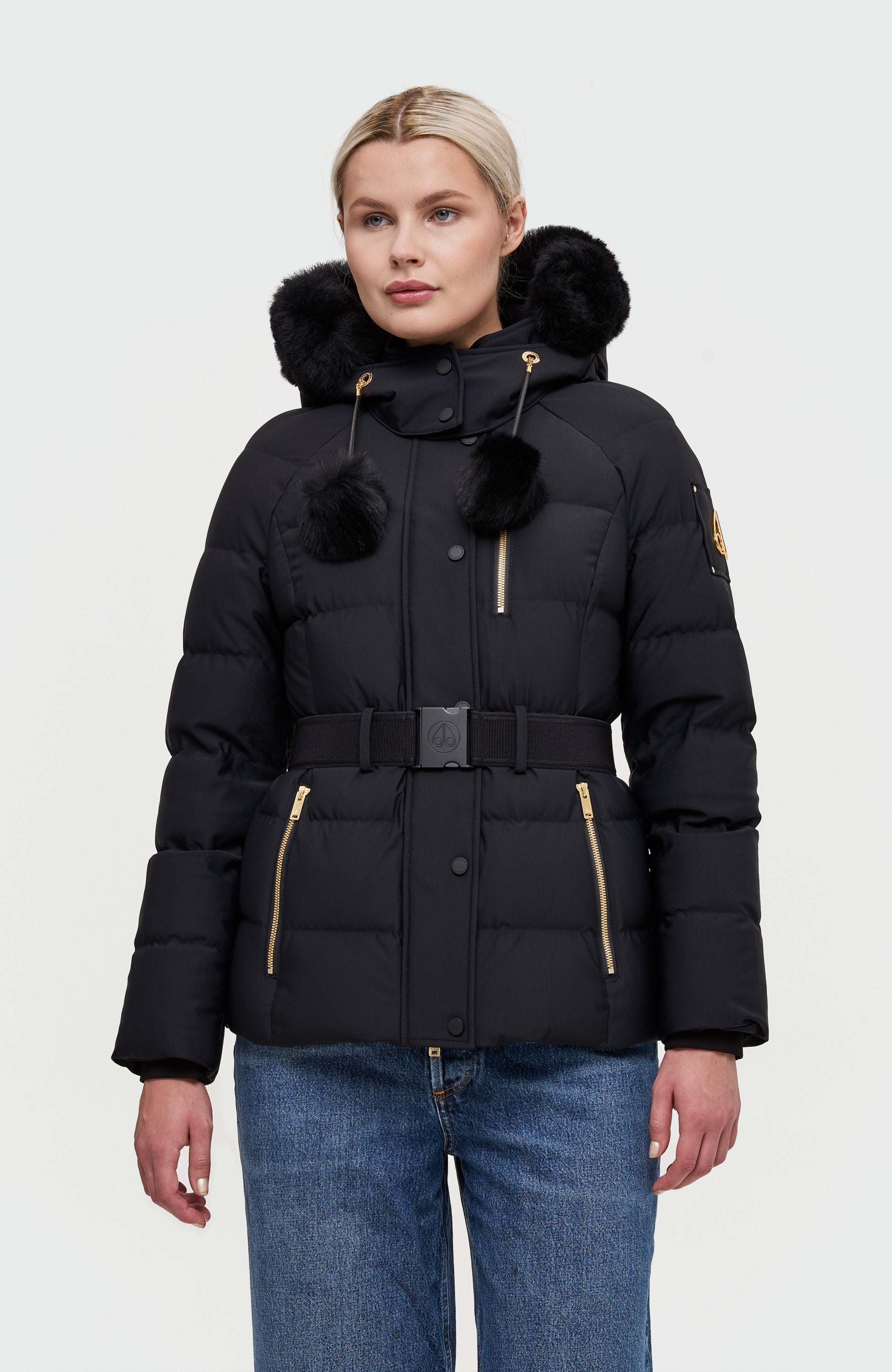 Gold-detail belted jacket CAMBRIA