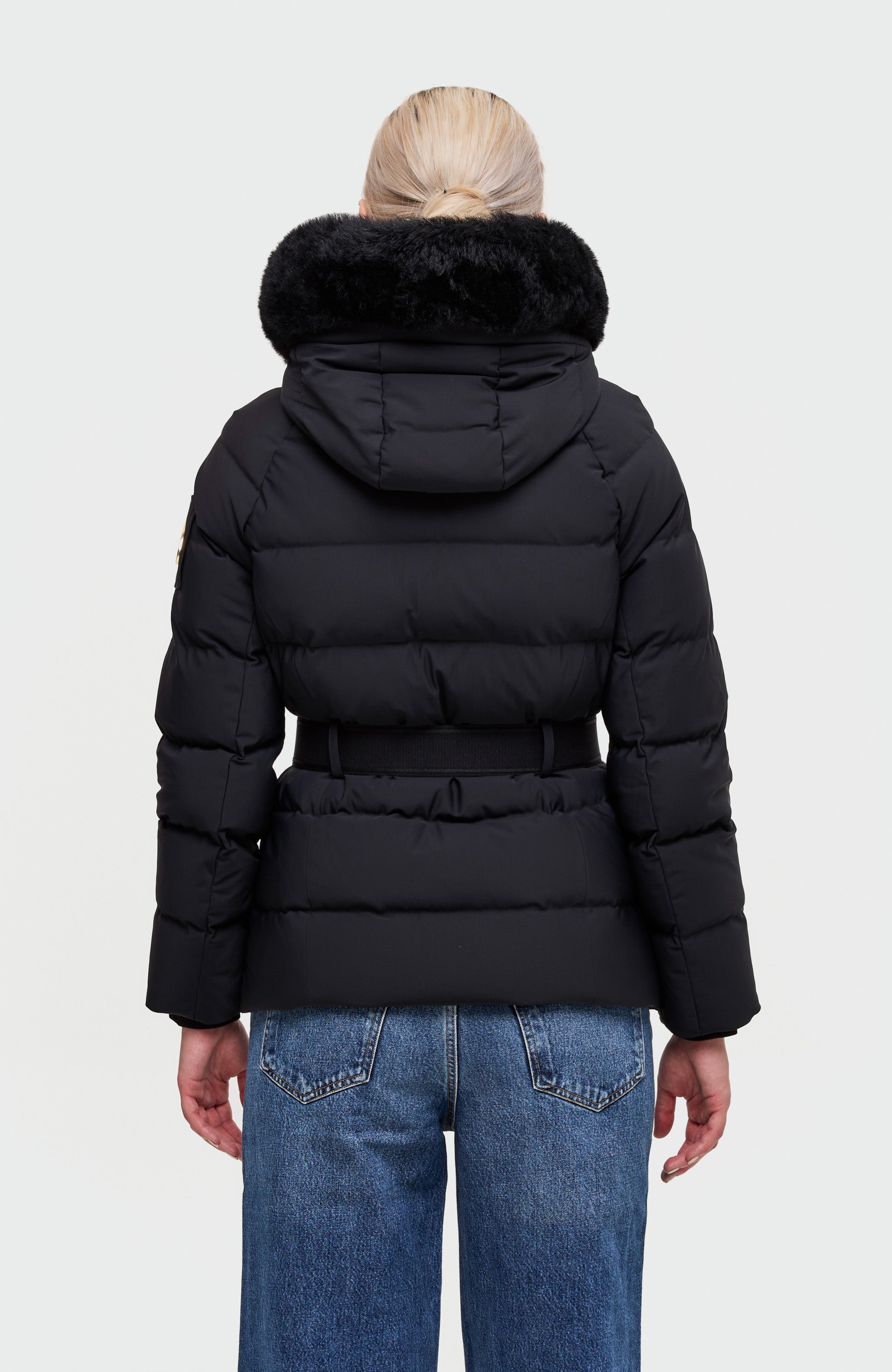 Moose knuckles Black Gold-detail belted jacket cambria image 5