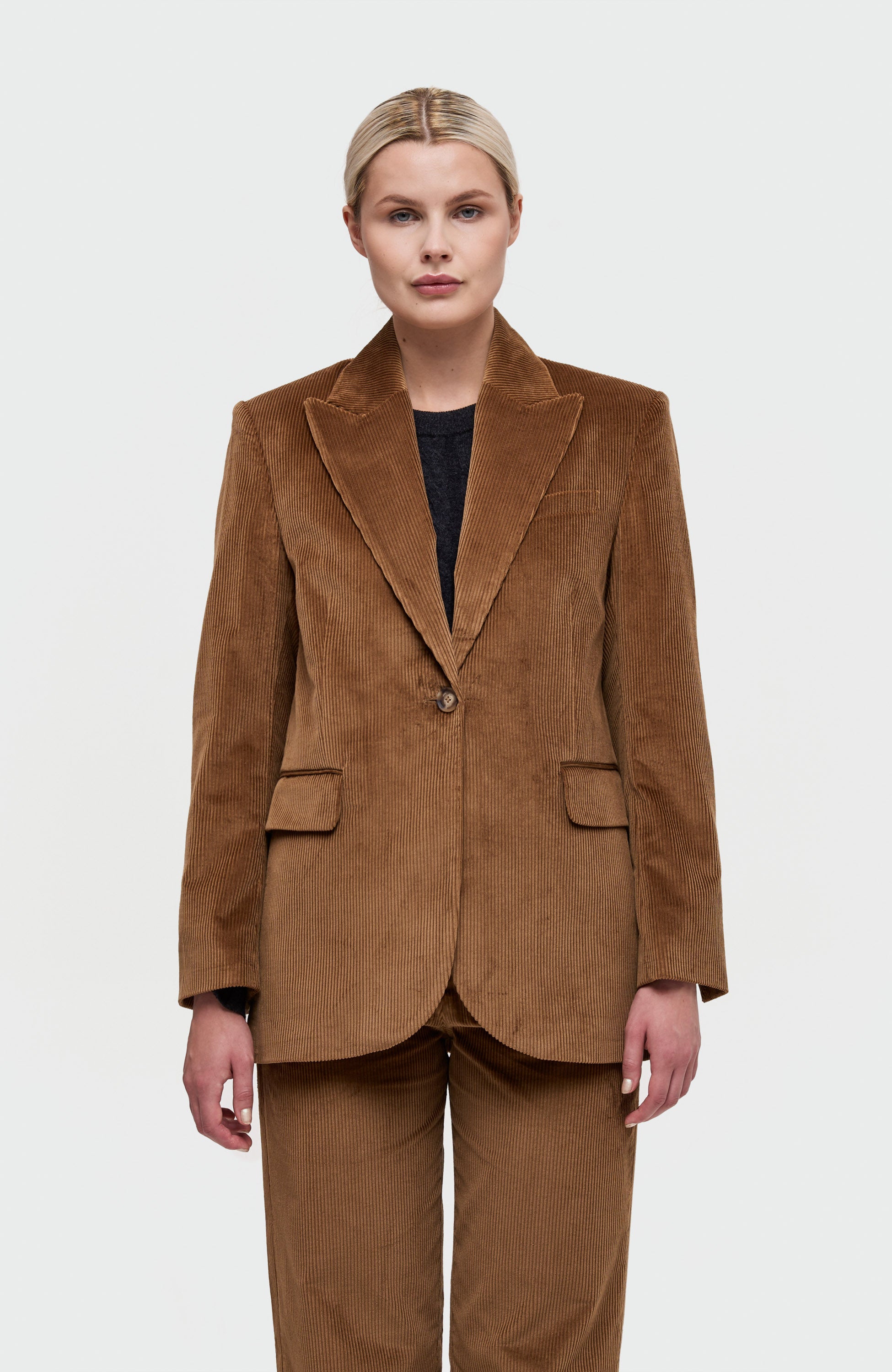 House of dagmar Brown Corduroy single-breasted blazer image 3