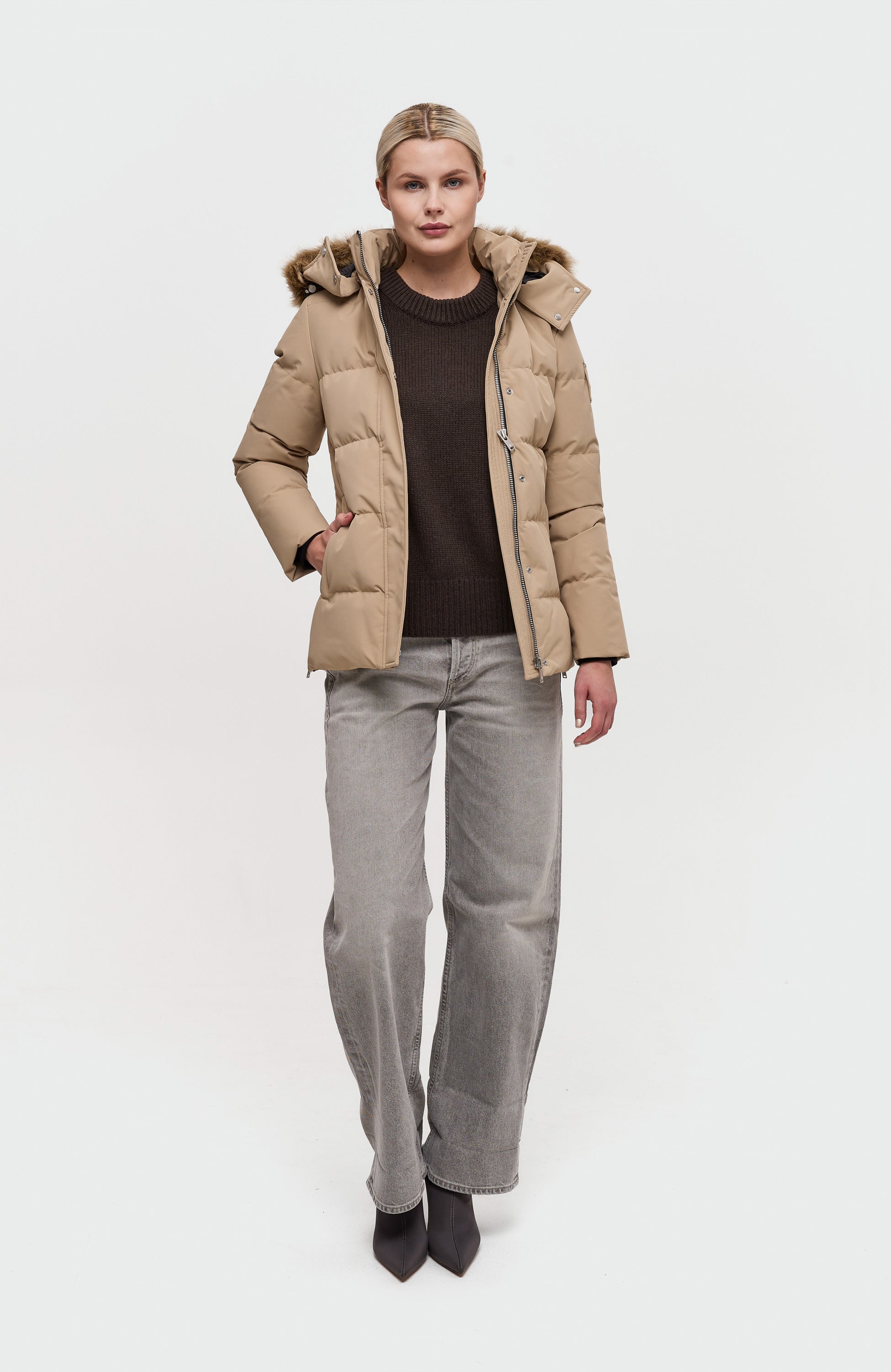 Moose knuckles Neutral Shearling puffer jacket cloud 3q image 12