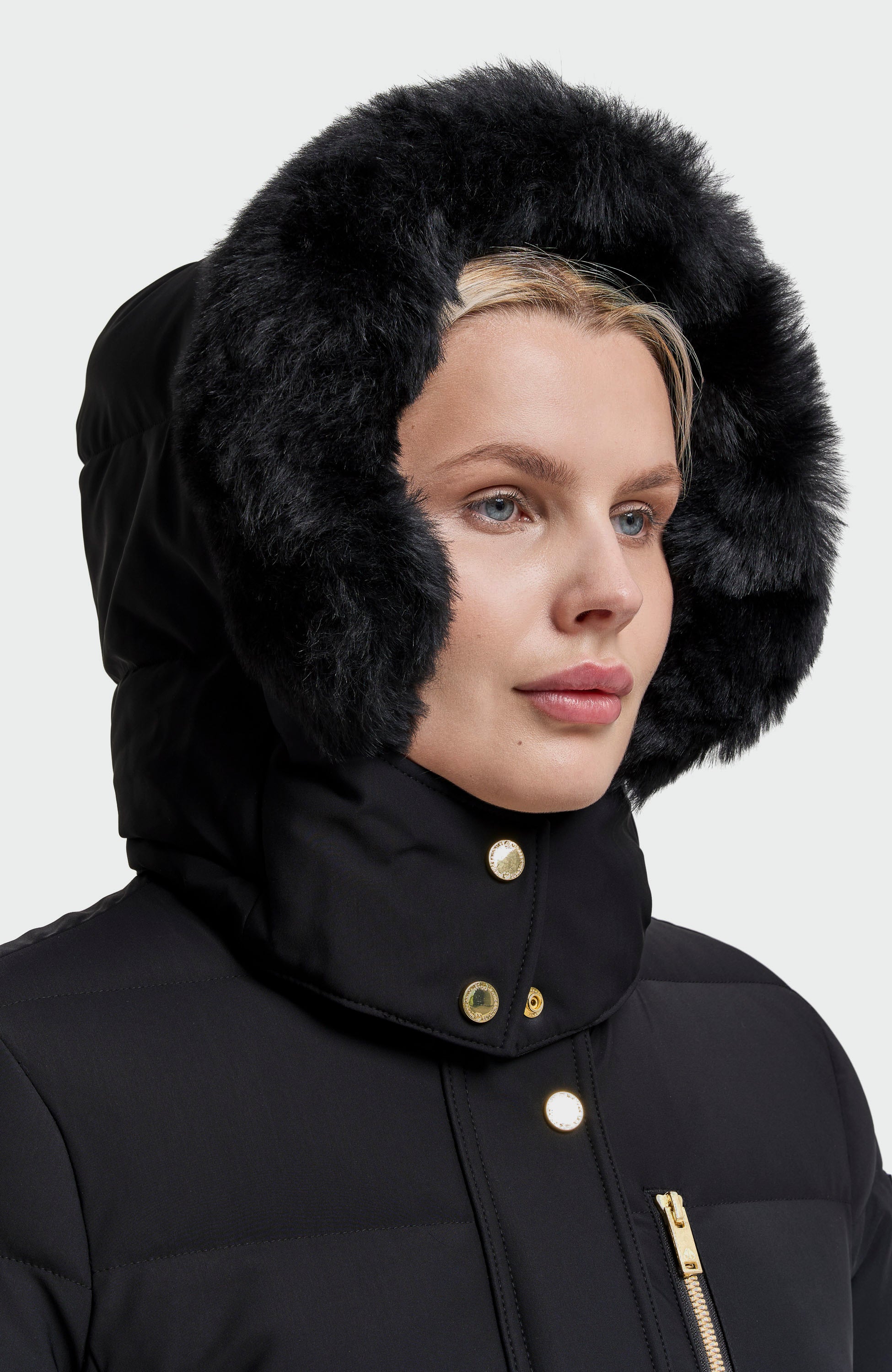 Moose knuckles Black Parka z detalami w kolorze złotym watershed image 9