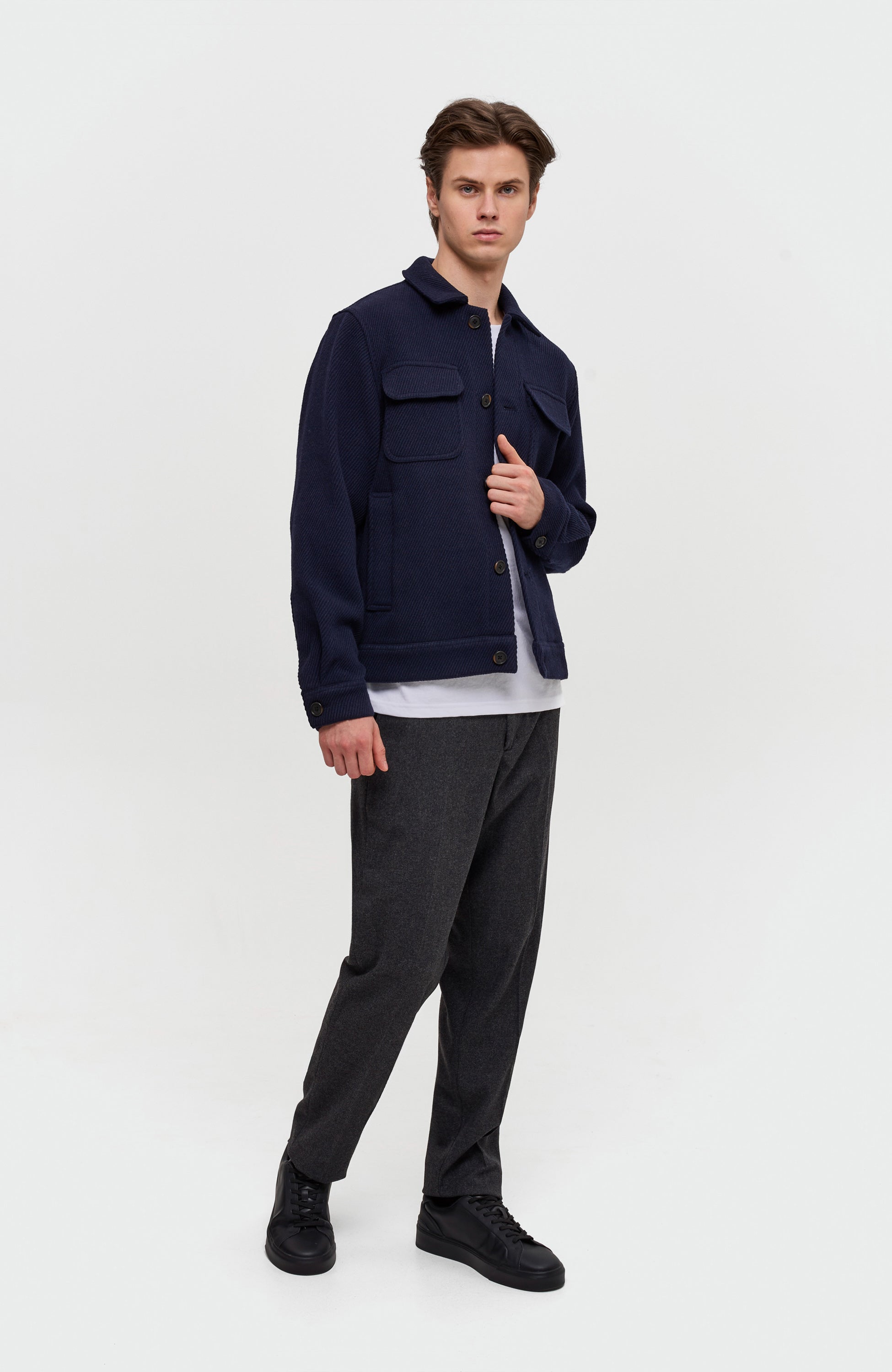 Les deux Navy Patch-pocket wool jacket nash image 7