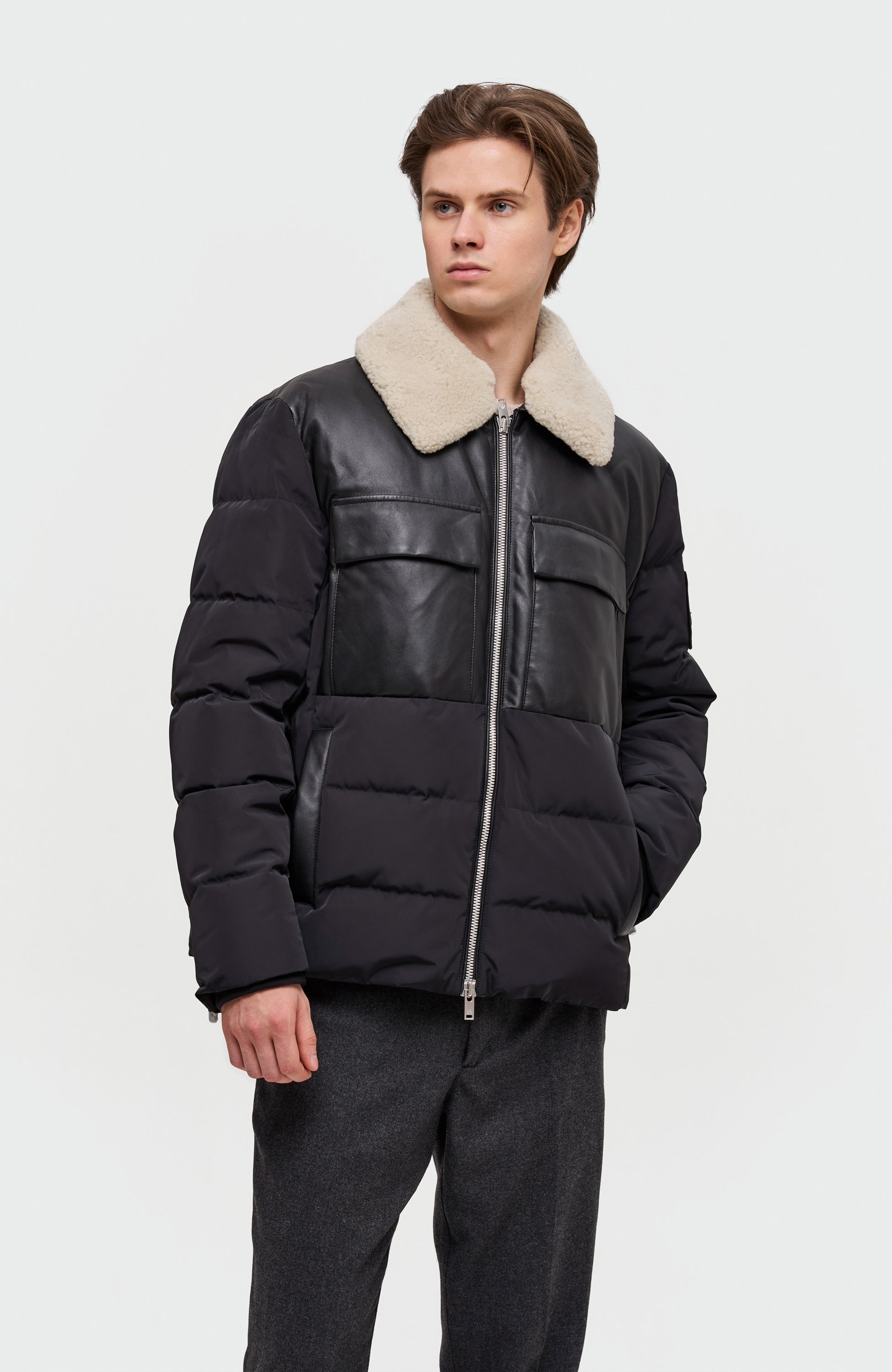 Leather puffer jacket SABINO
