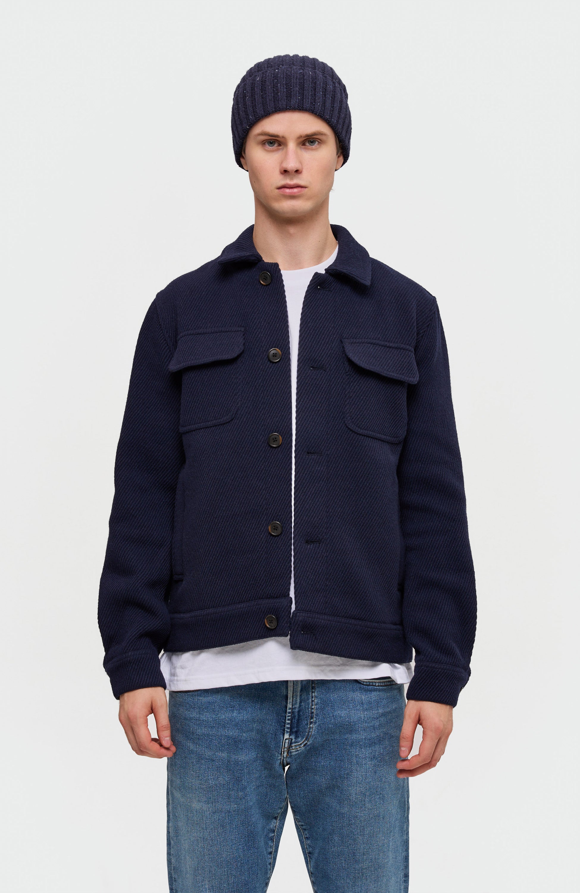 Les deux Navy Ribbed beanie wells fleck image 4